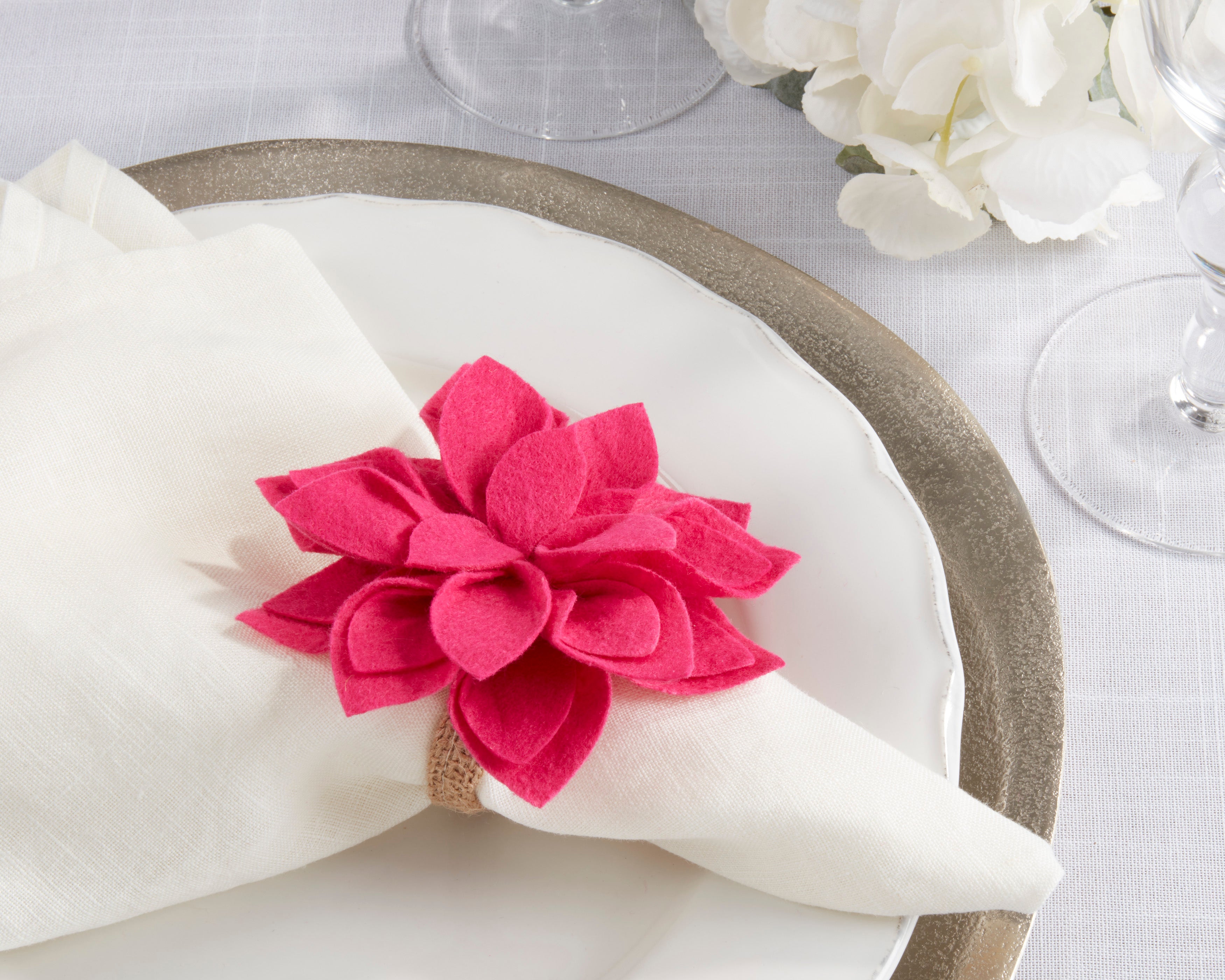 Felt Blossom Napkin Rings, Set of 4