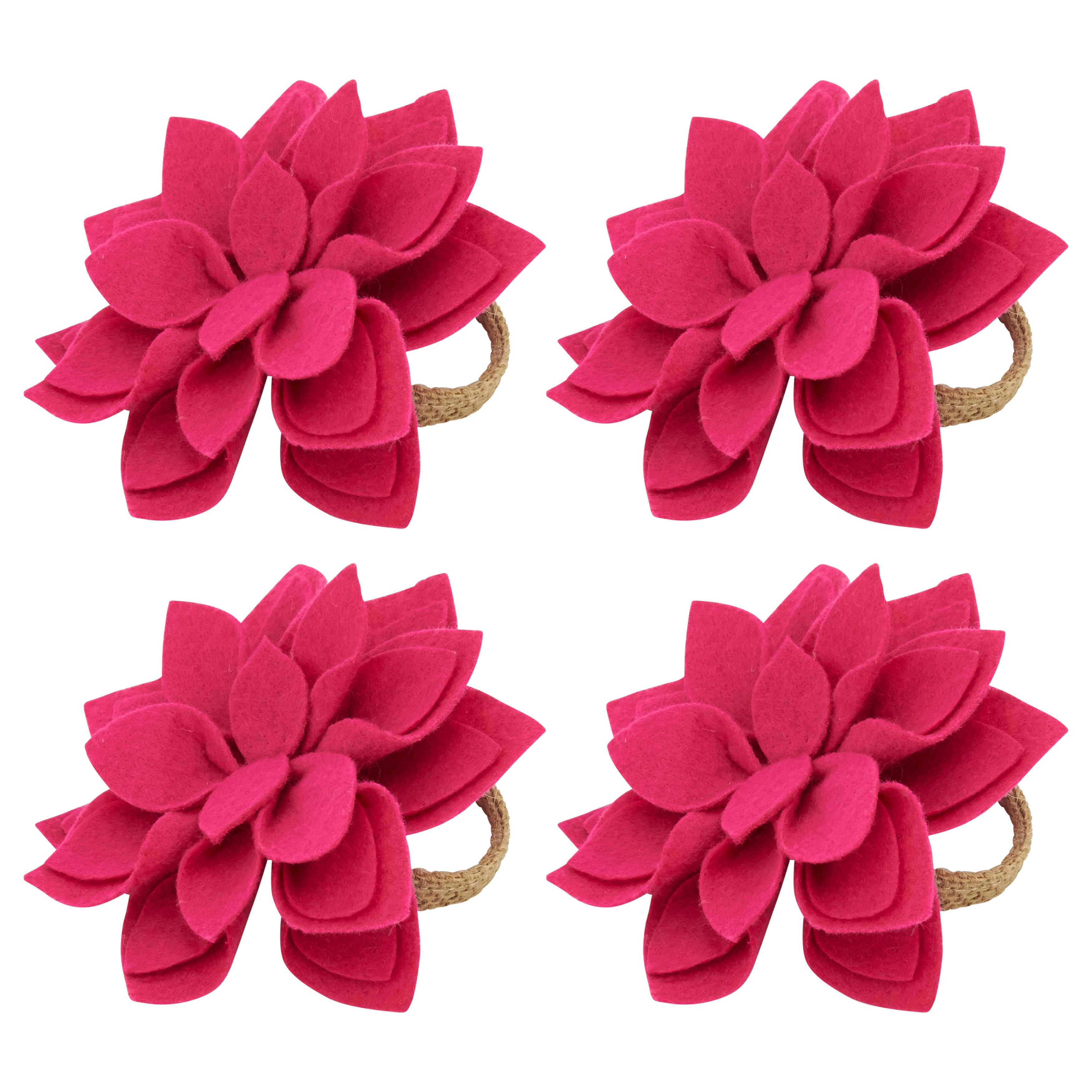 Felt Blossom Napkin Rings, Set of 4