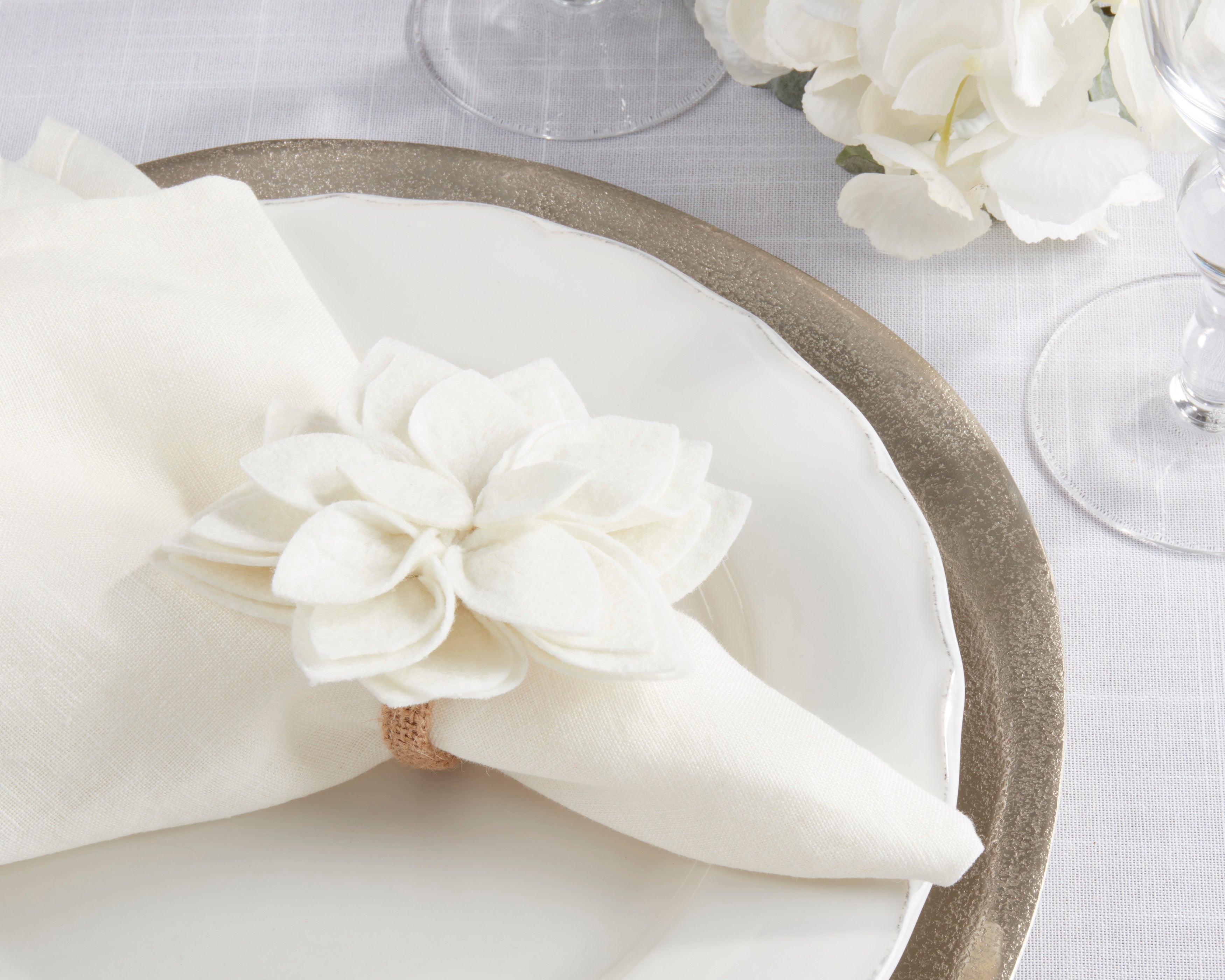 Felt Blossom Napkin Rings, Set of 4