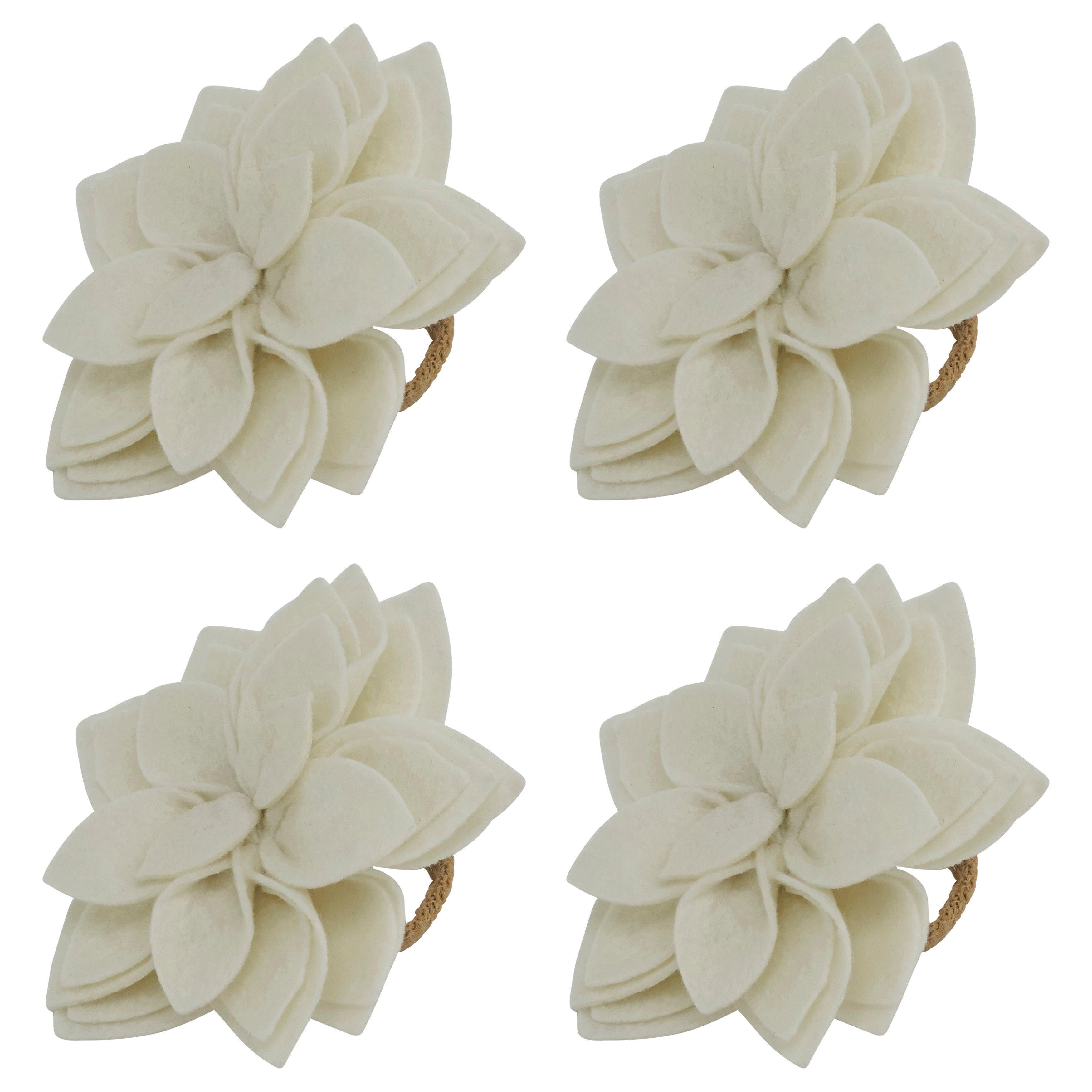 Felt Blossom Napkin Rings, Set of 4