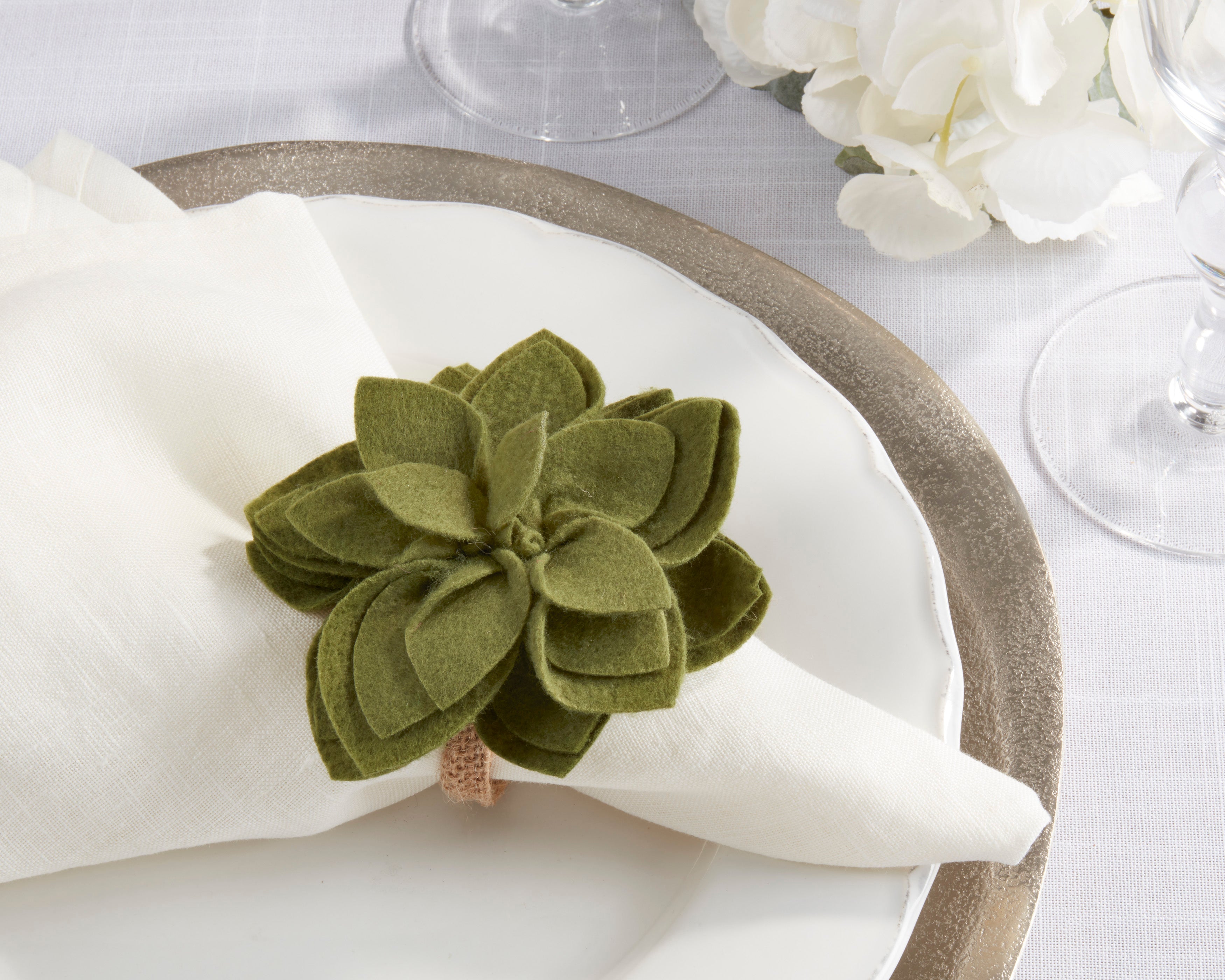 Felt Blossom Napkin Rings, Set of 4