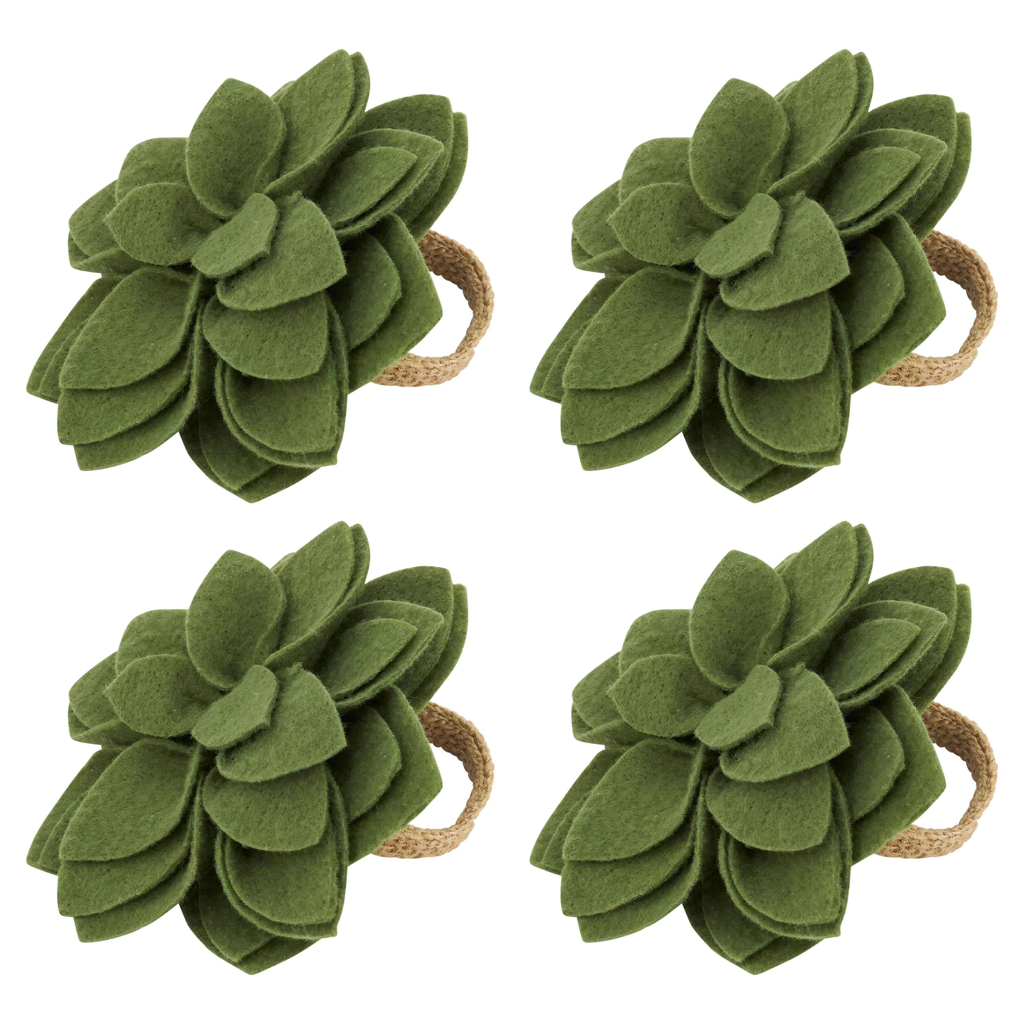 Felt Blossom Napkin Rings, Set of 4