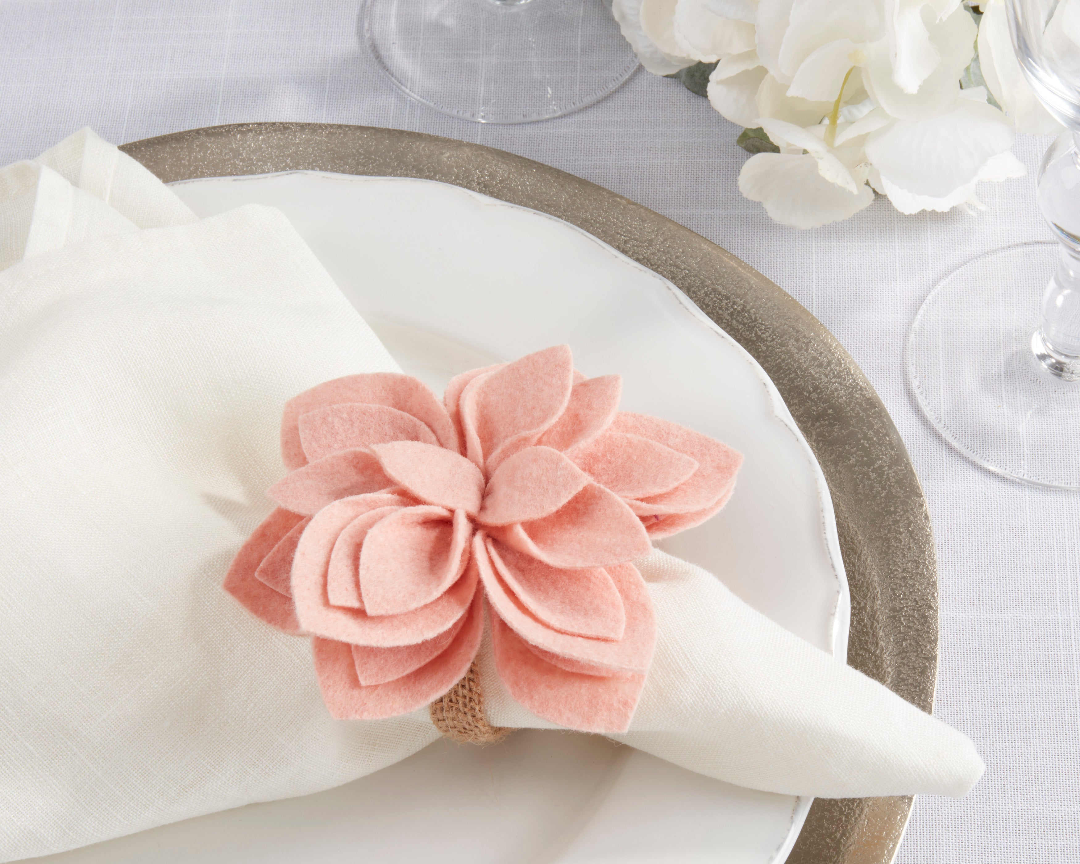 Felt Blossom Napkin Rings, Set of 4