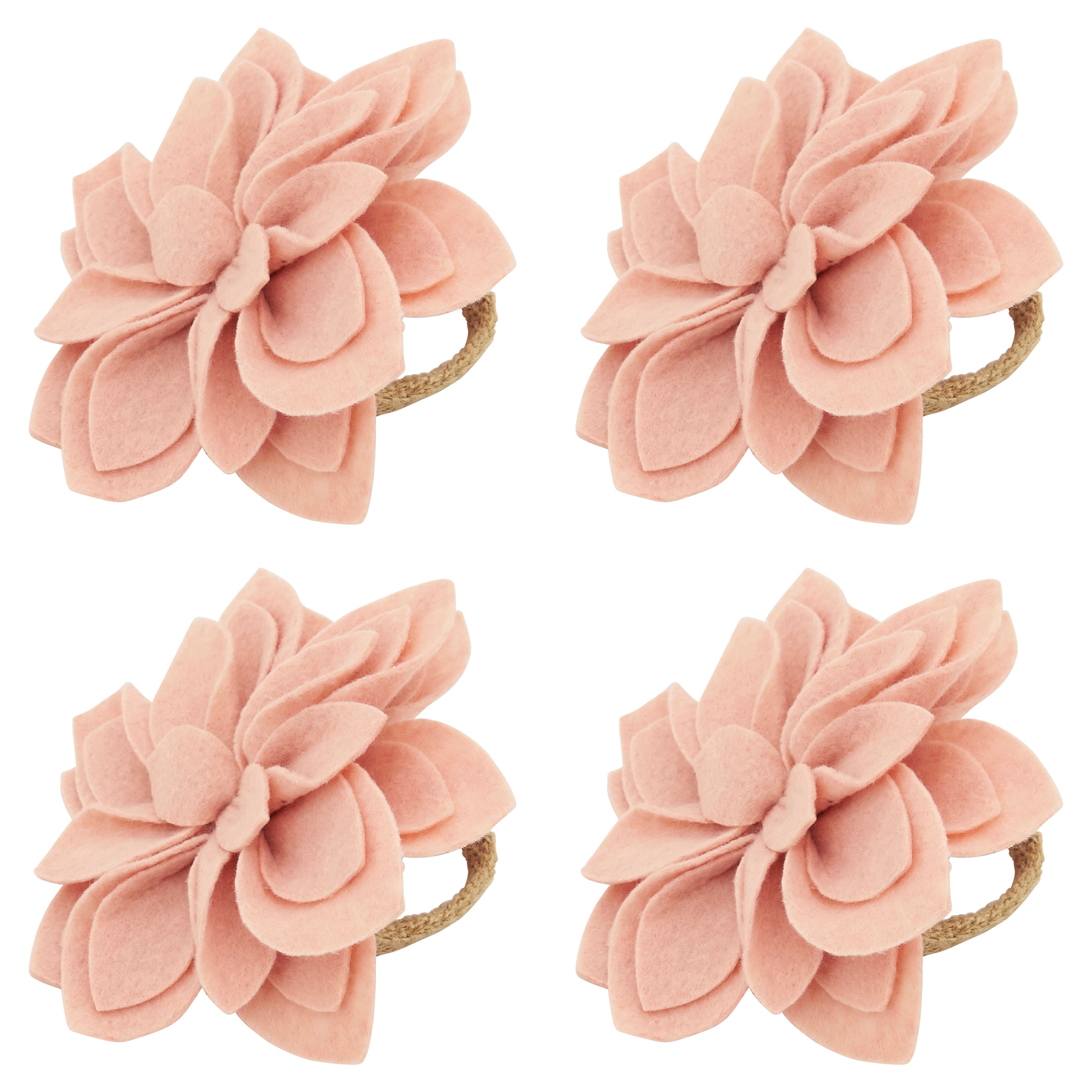 Felt Blossom Napkin Rings, Set of 4