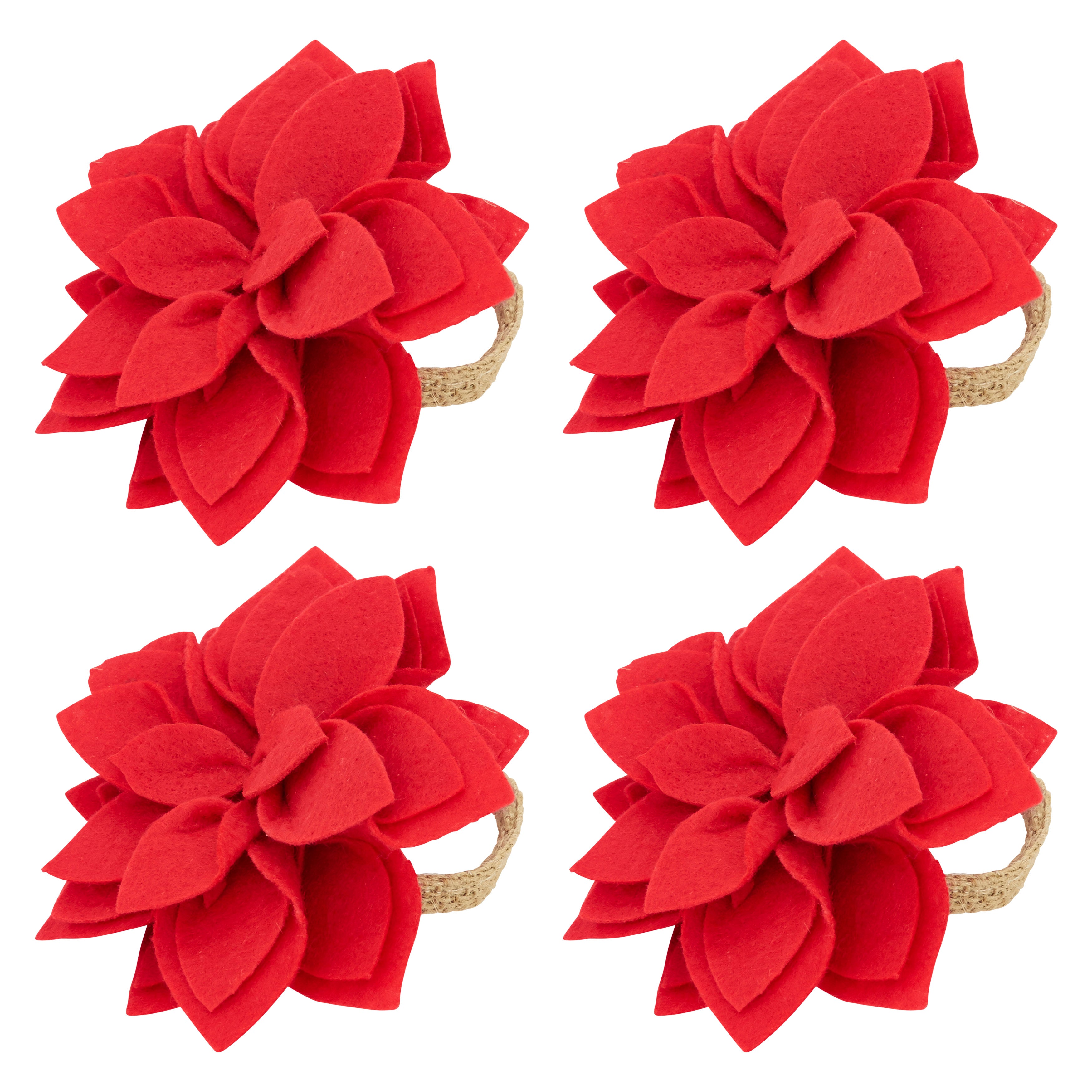 Felt Blossom Napkin Rings, Set of 4