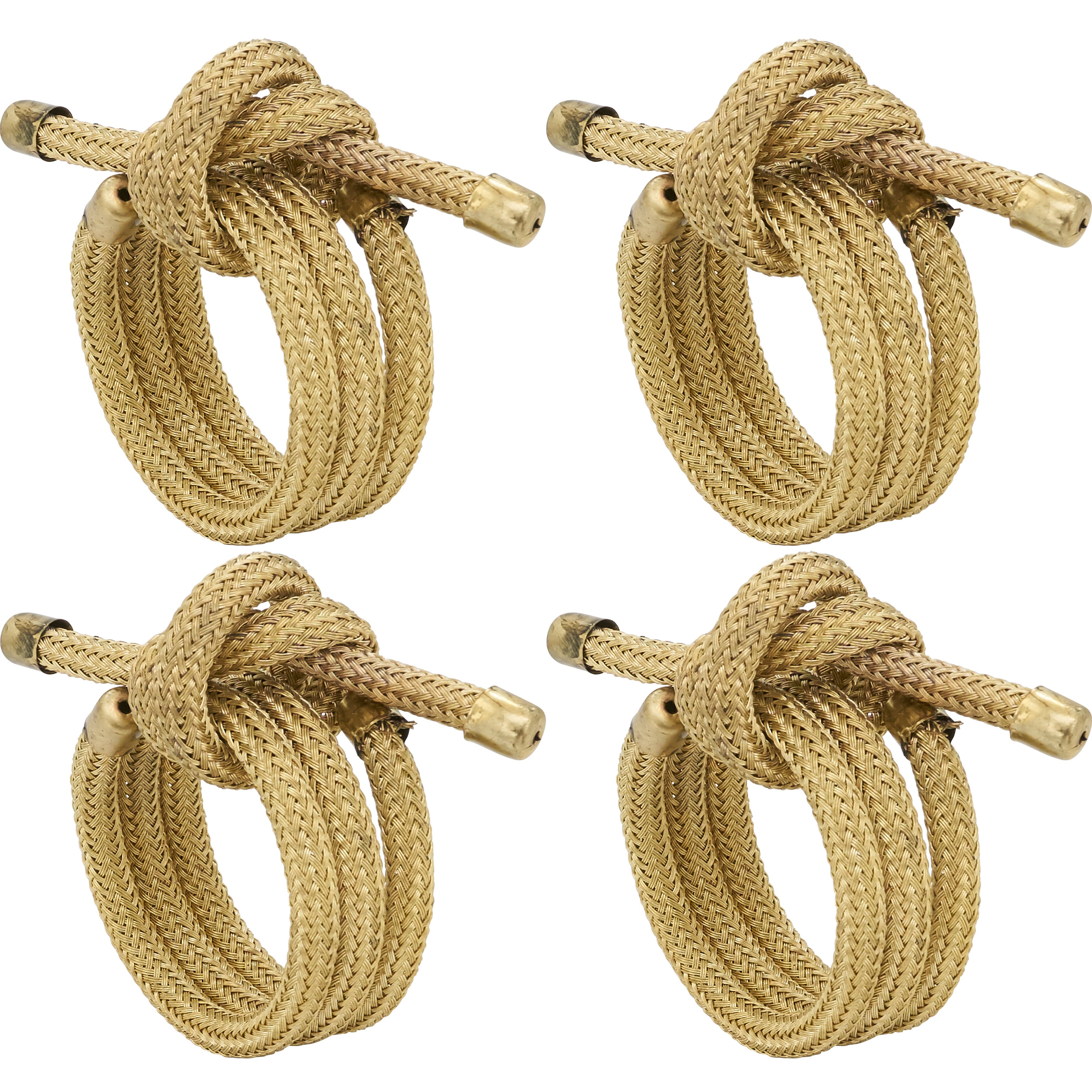 Knotted Metallic Rope Napkin Ring, Set of 4