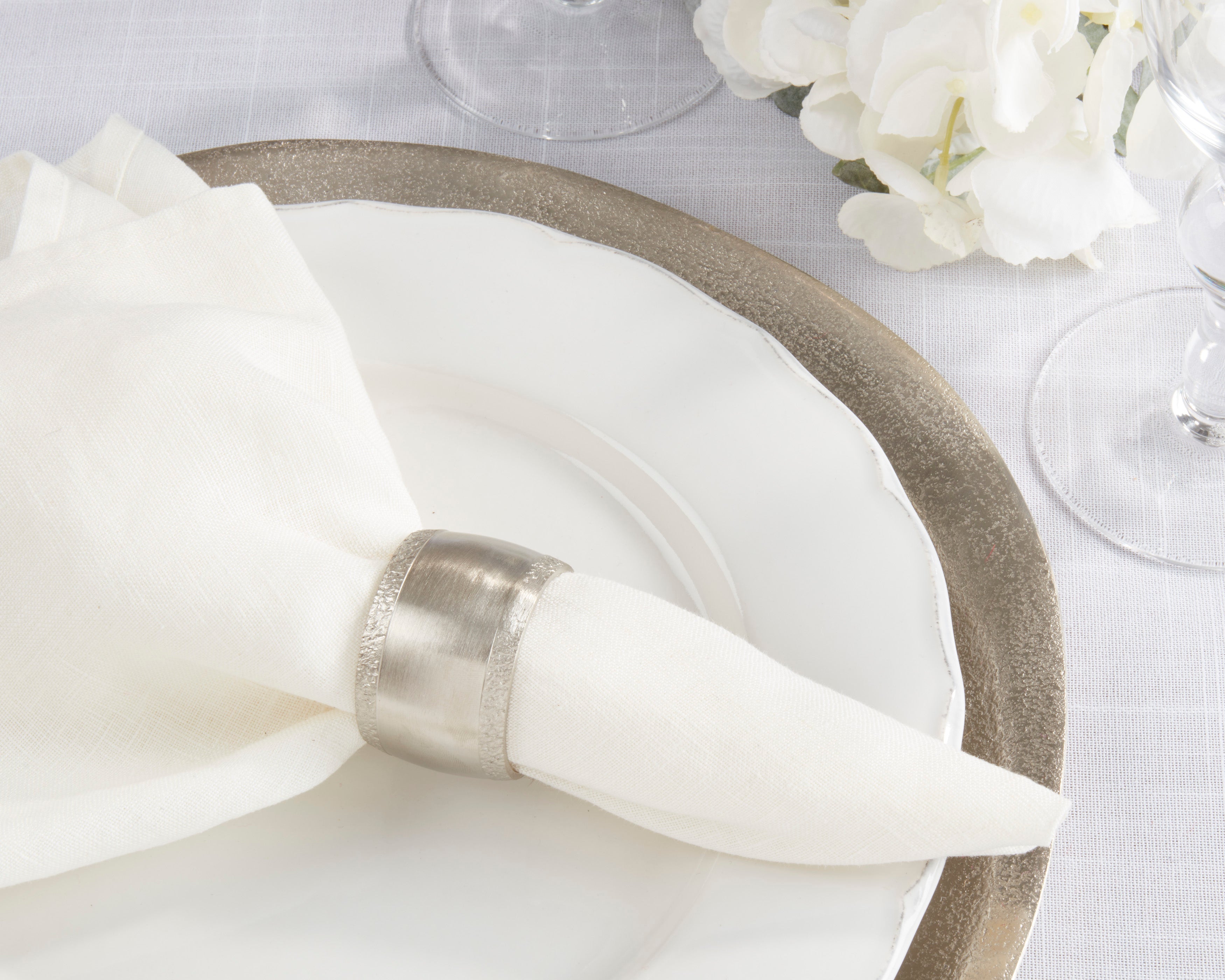 Rounded Silver Napkin Ring, Set of 4
