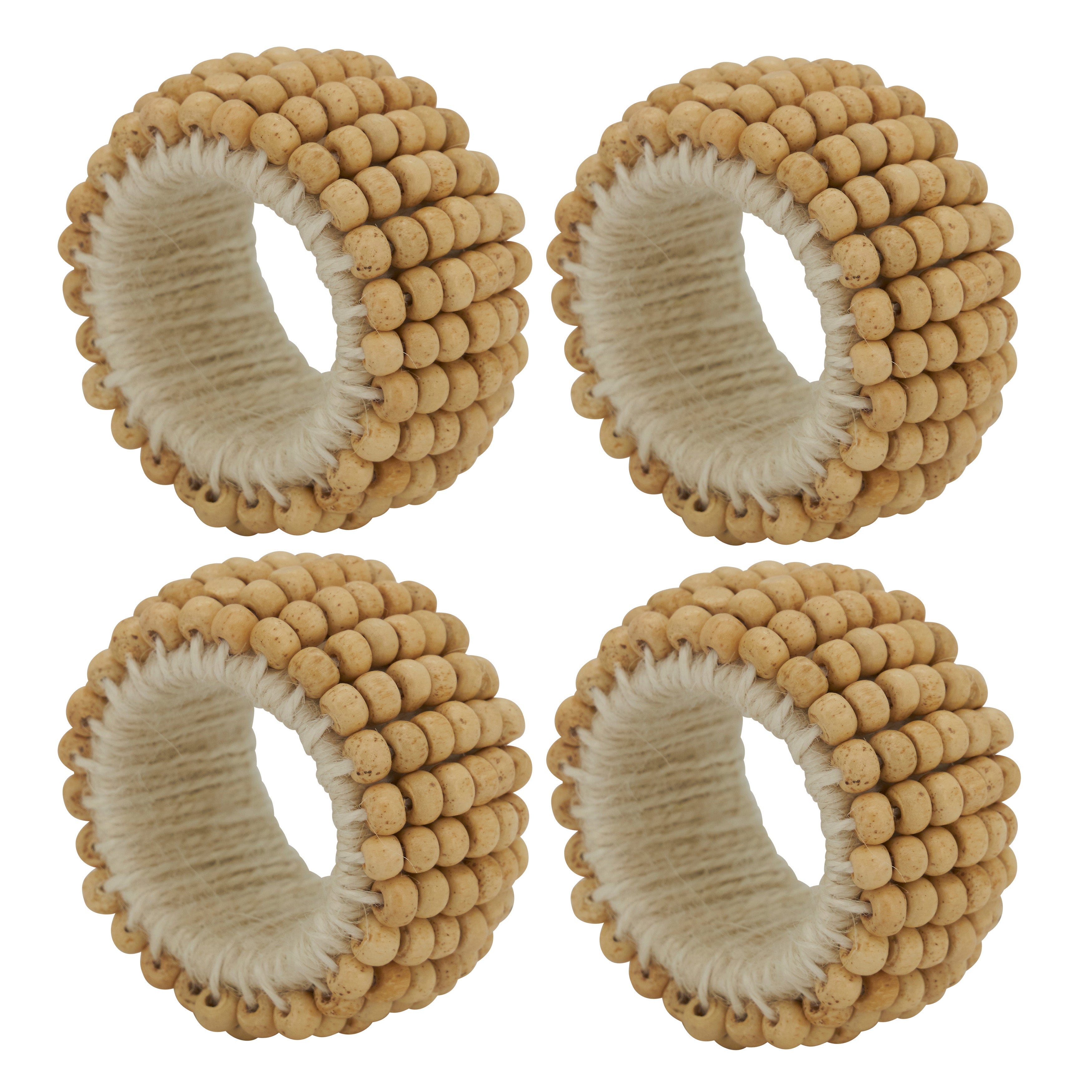 Wooden Bead Napkin Ring, Set of 4