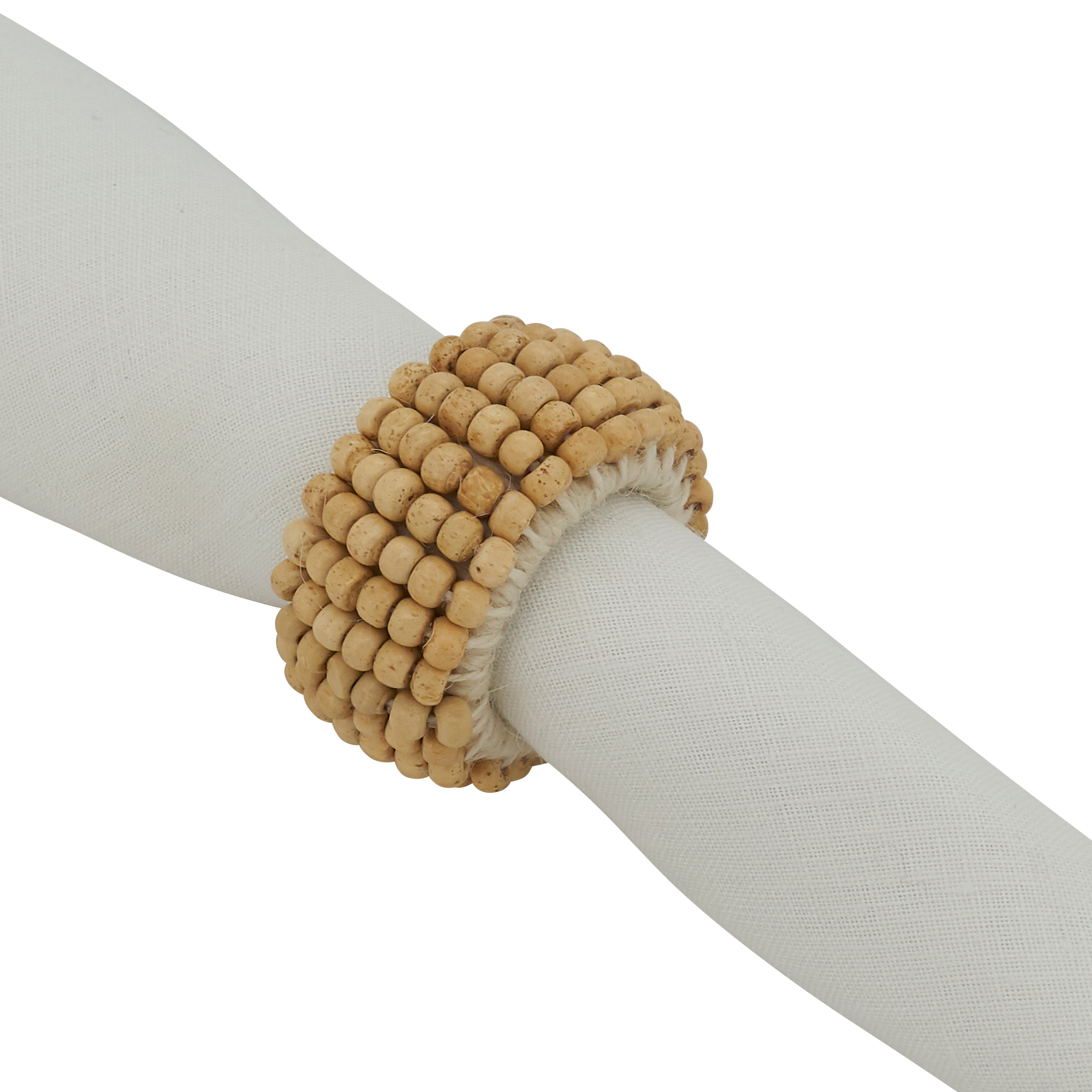 Wooden Bead Napkin Ring, Set of 4