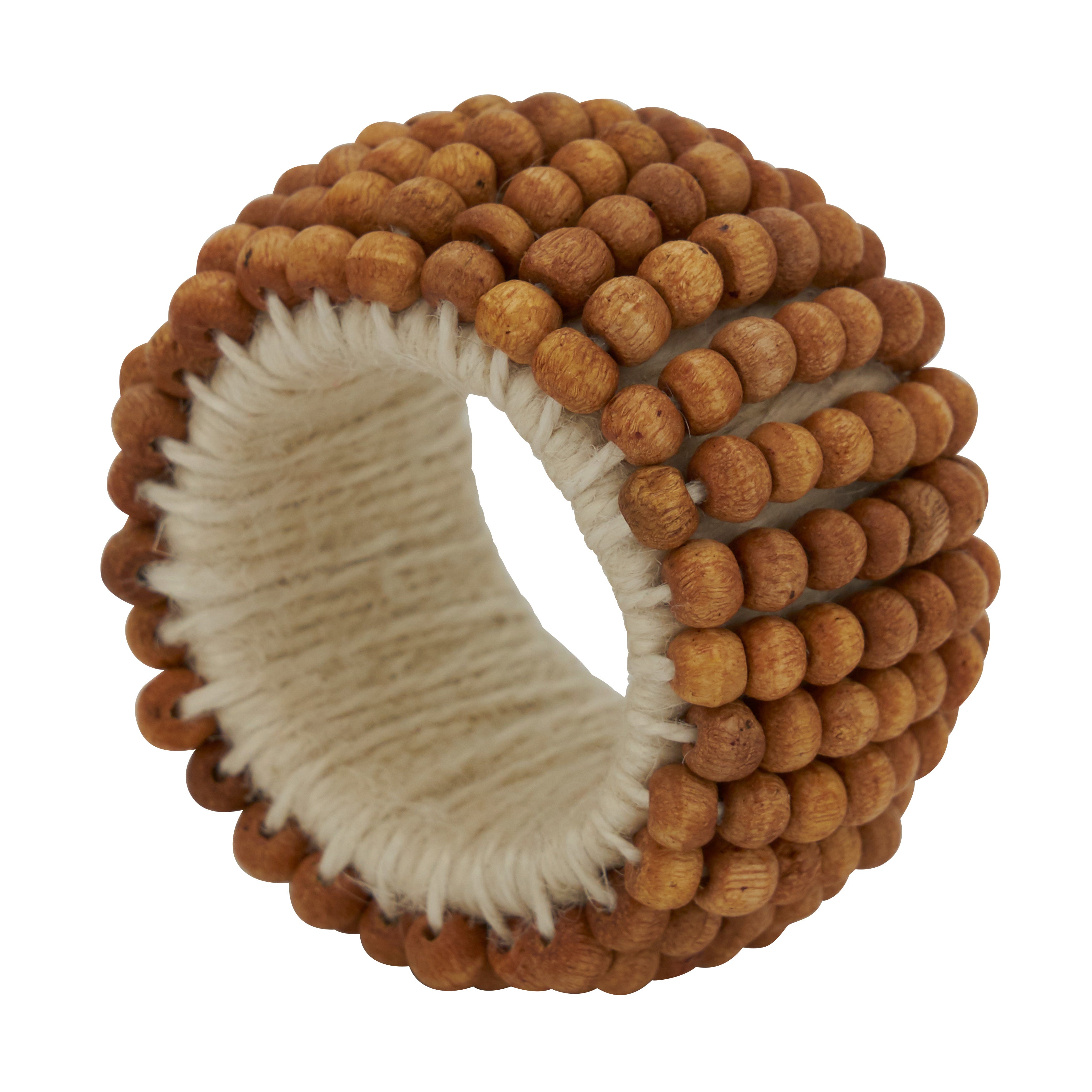 Wooden Bead Napkin Ring, Set of 4