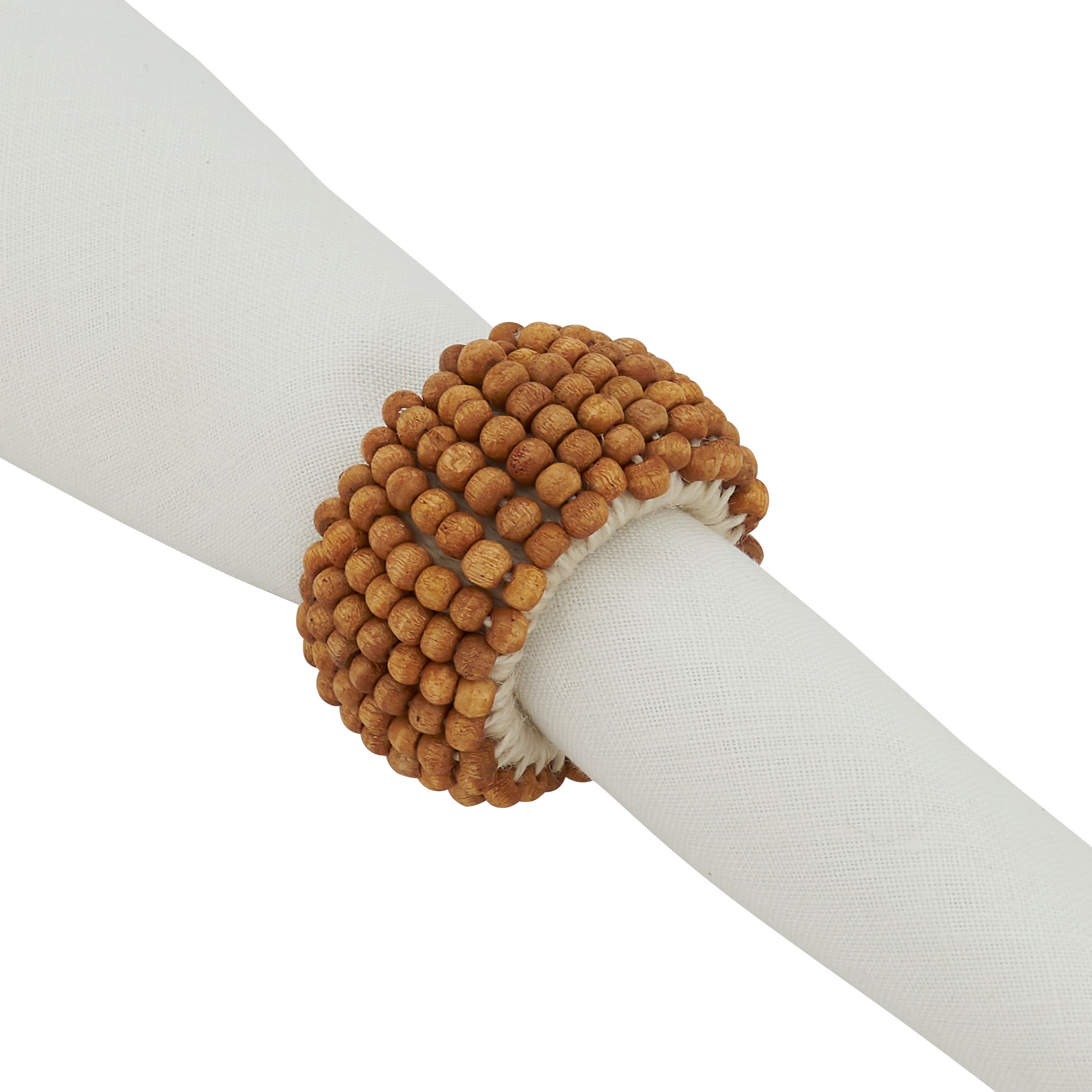 Wooden Bead Napkin Ring, Set of 4