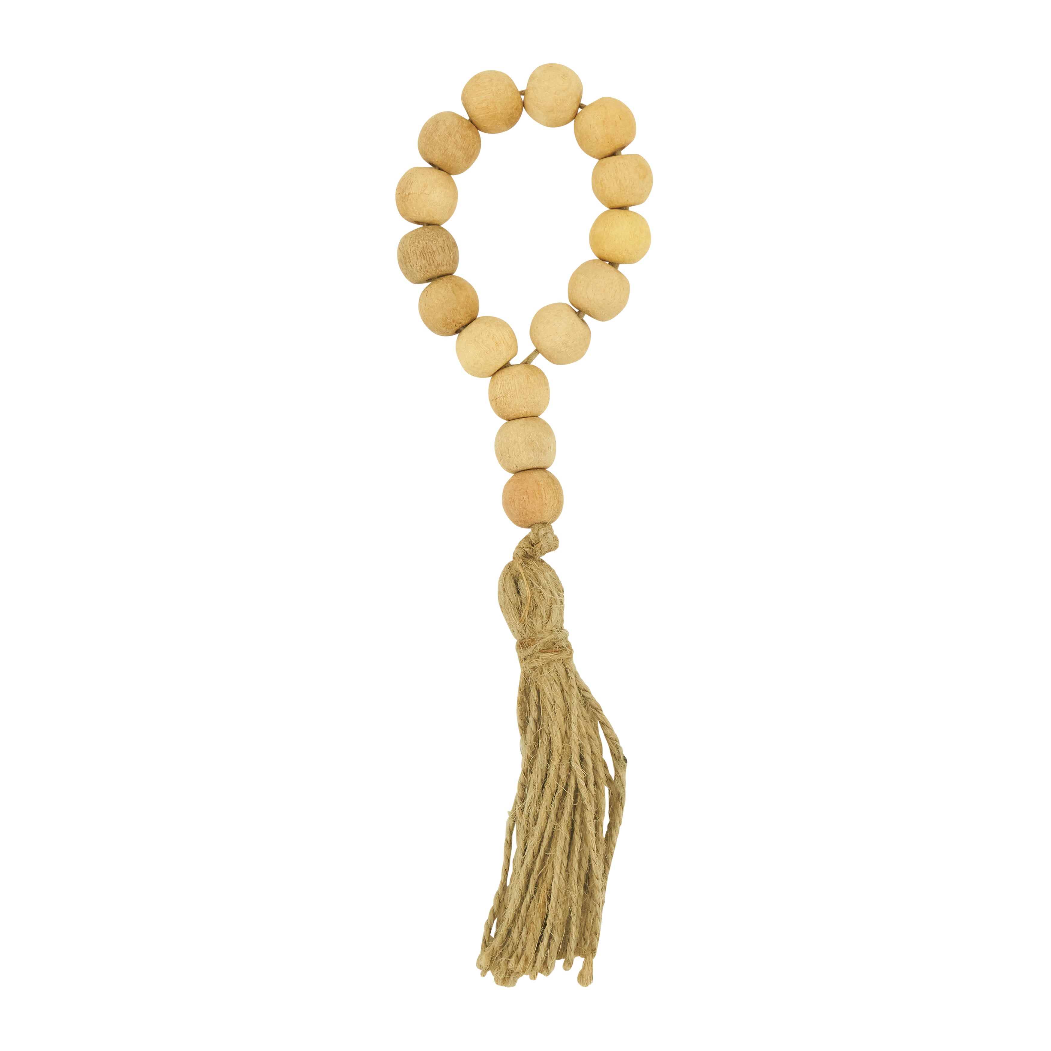 Wood Bead Tassel Napkin Ring, Set of 4