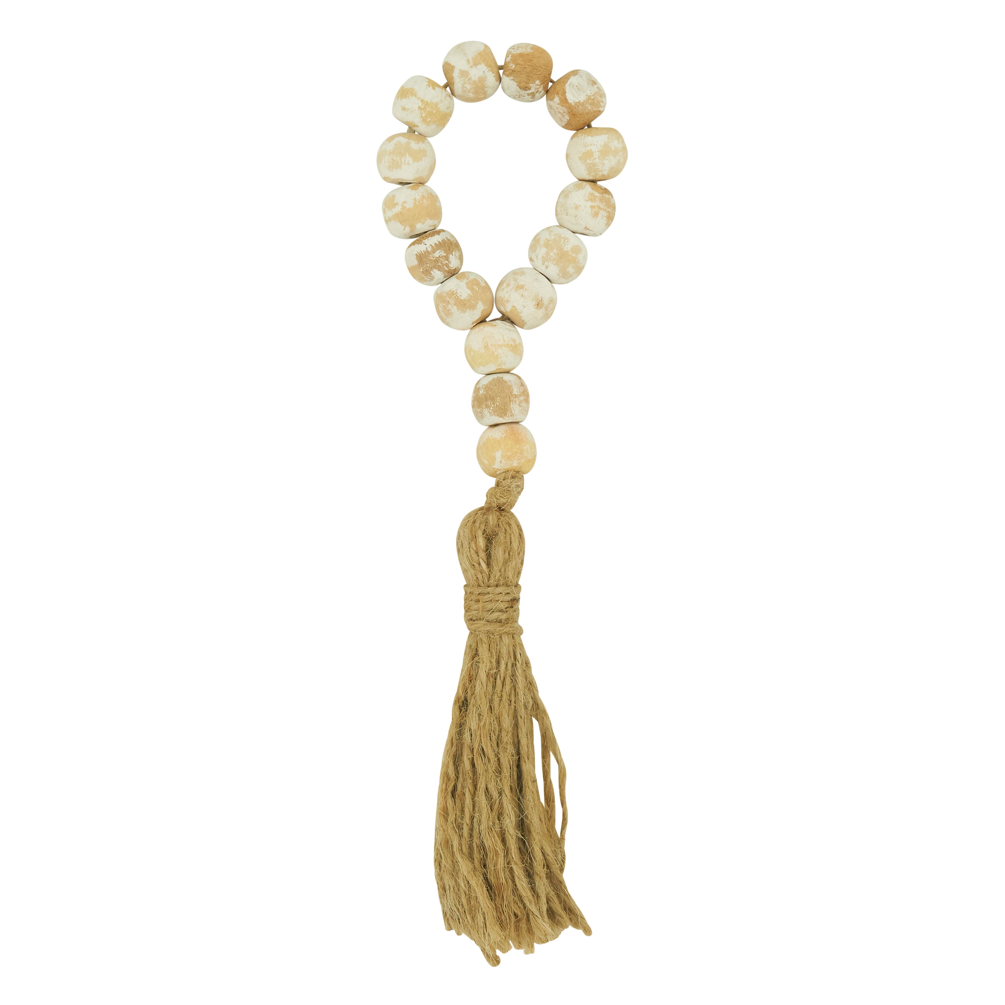 Wood Bead Tassel Napkin Ring, Set of 4