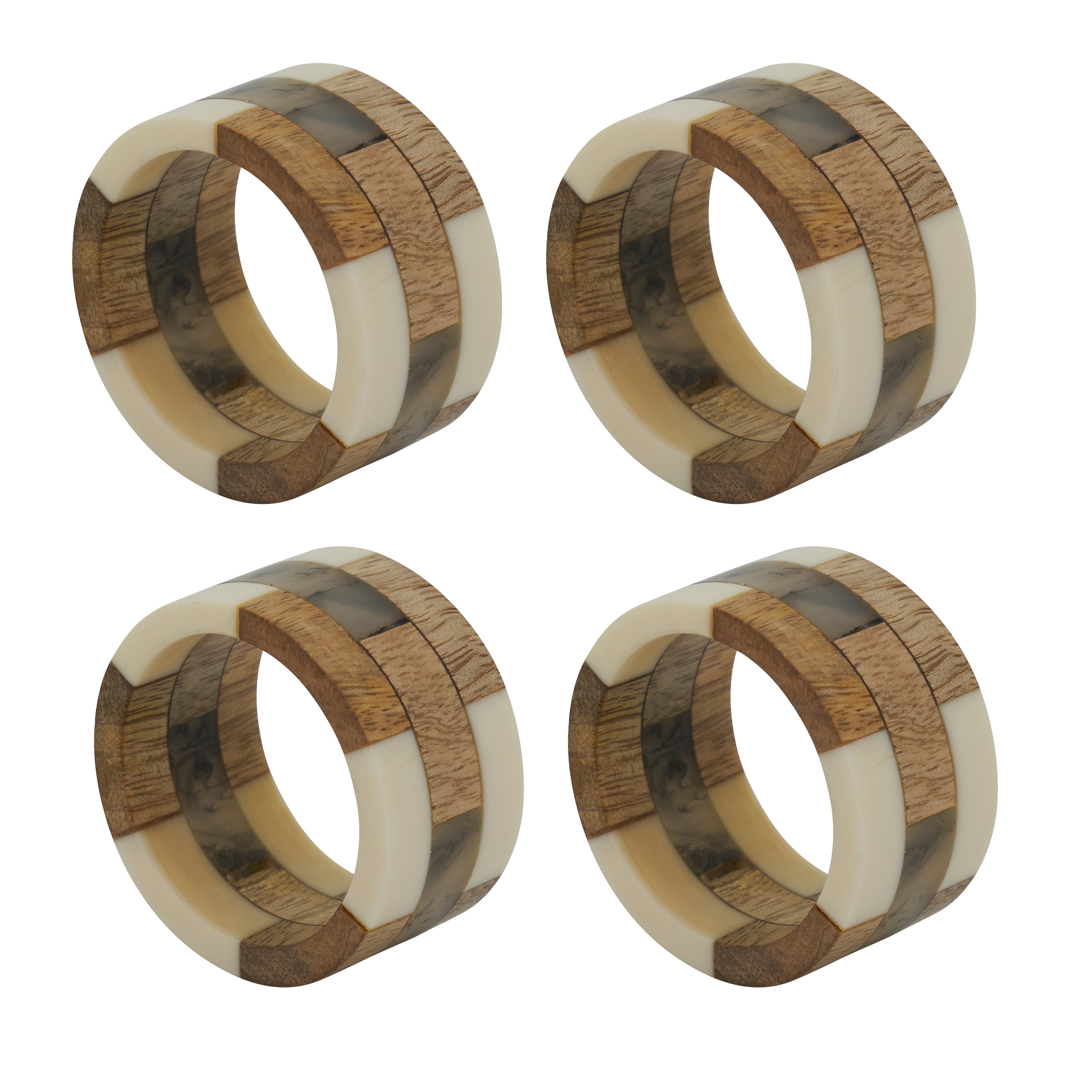 Wood Segments Napkin Ring, Set of 4