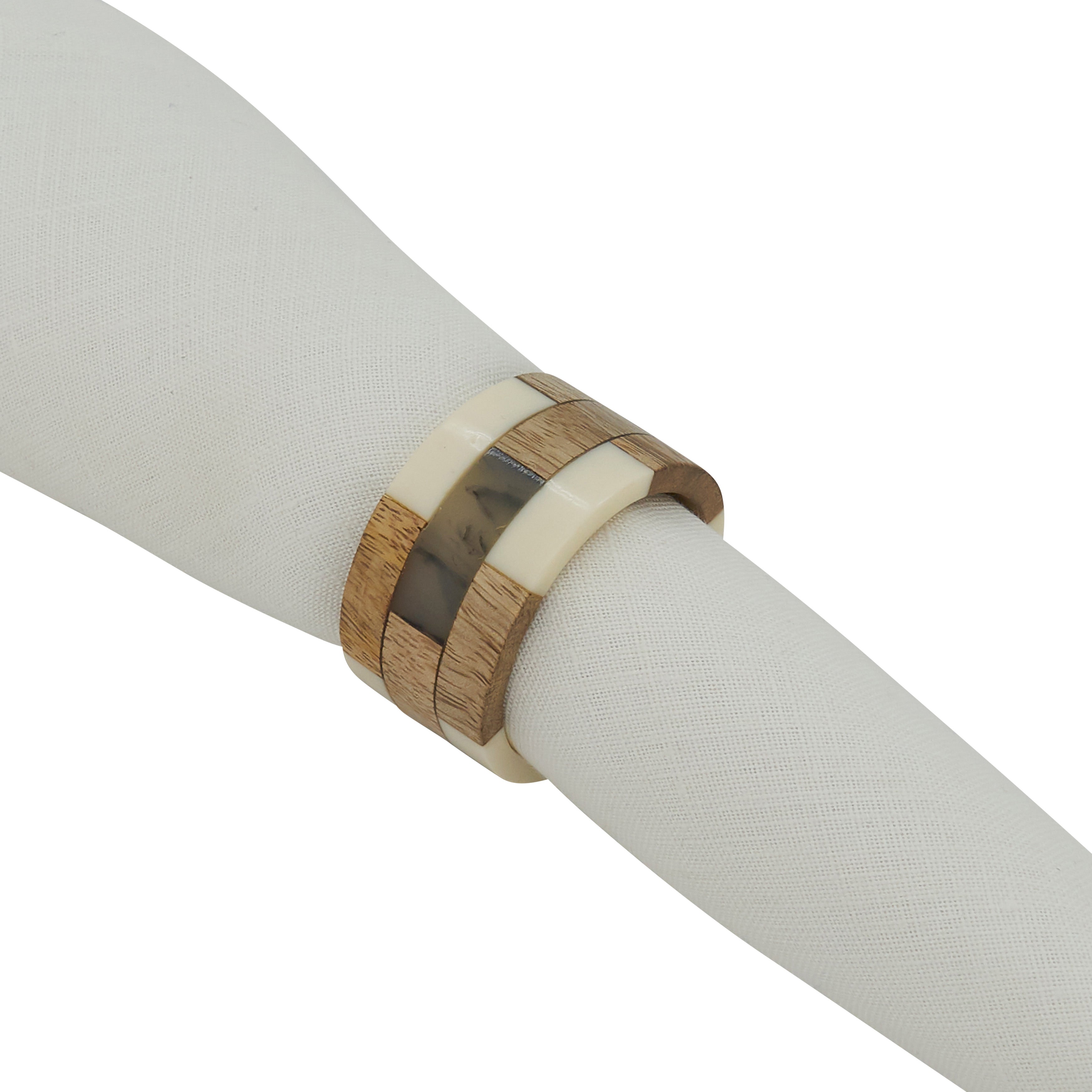 Wood Segments Napkin Ring, Set of 4