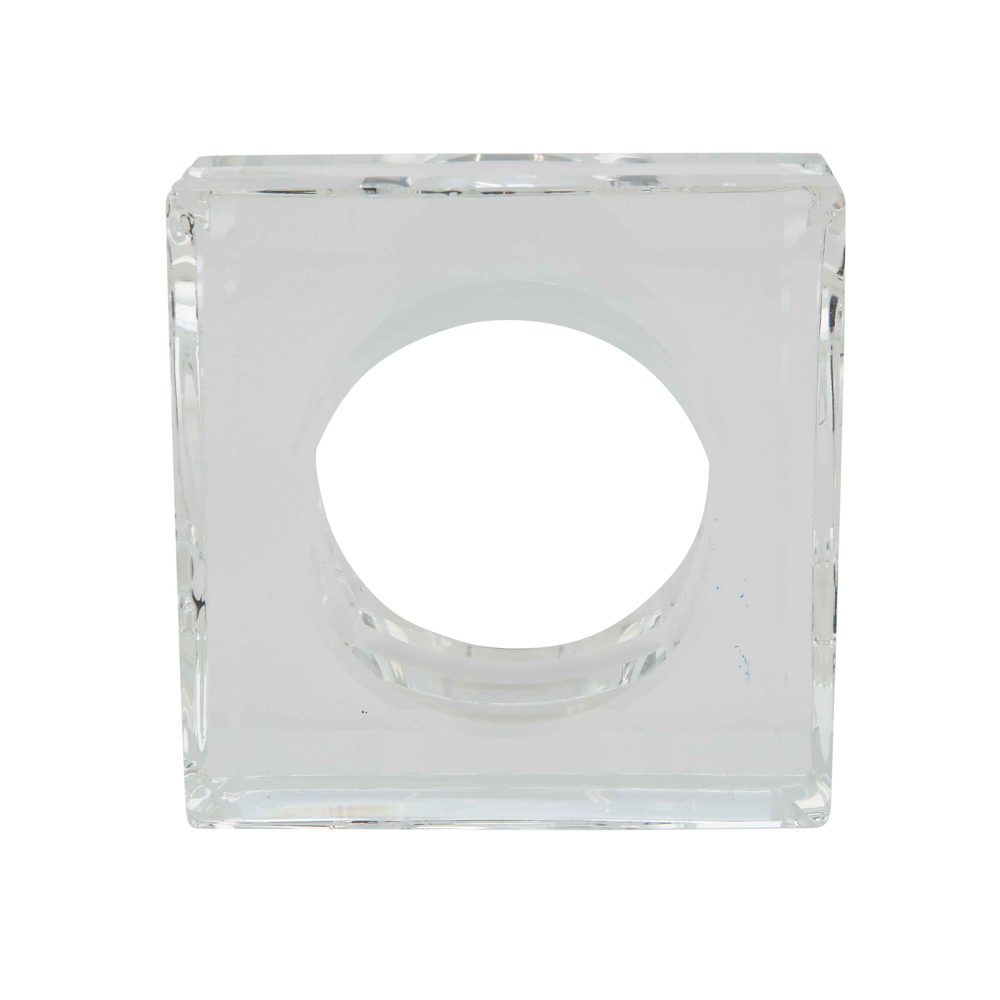 Double Block Shape Glass Crystal Napkin Ring, Set of 4