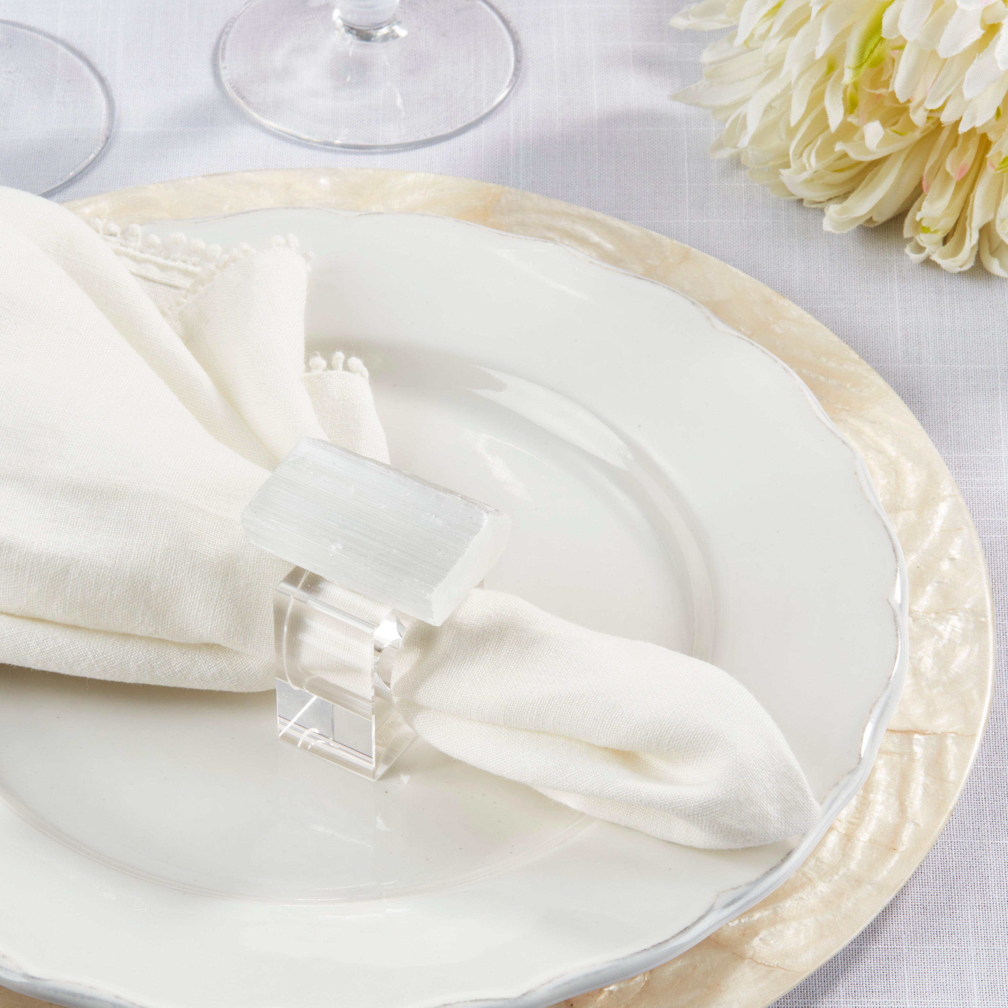 Ethereal Selenite Napkin Ring, Set of 4
