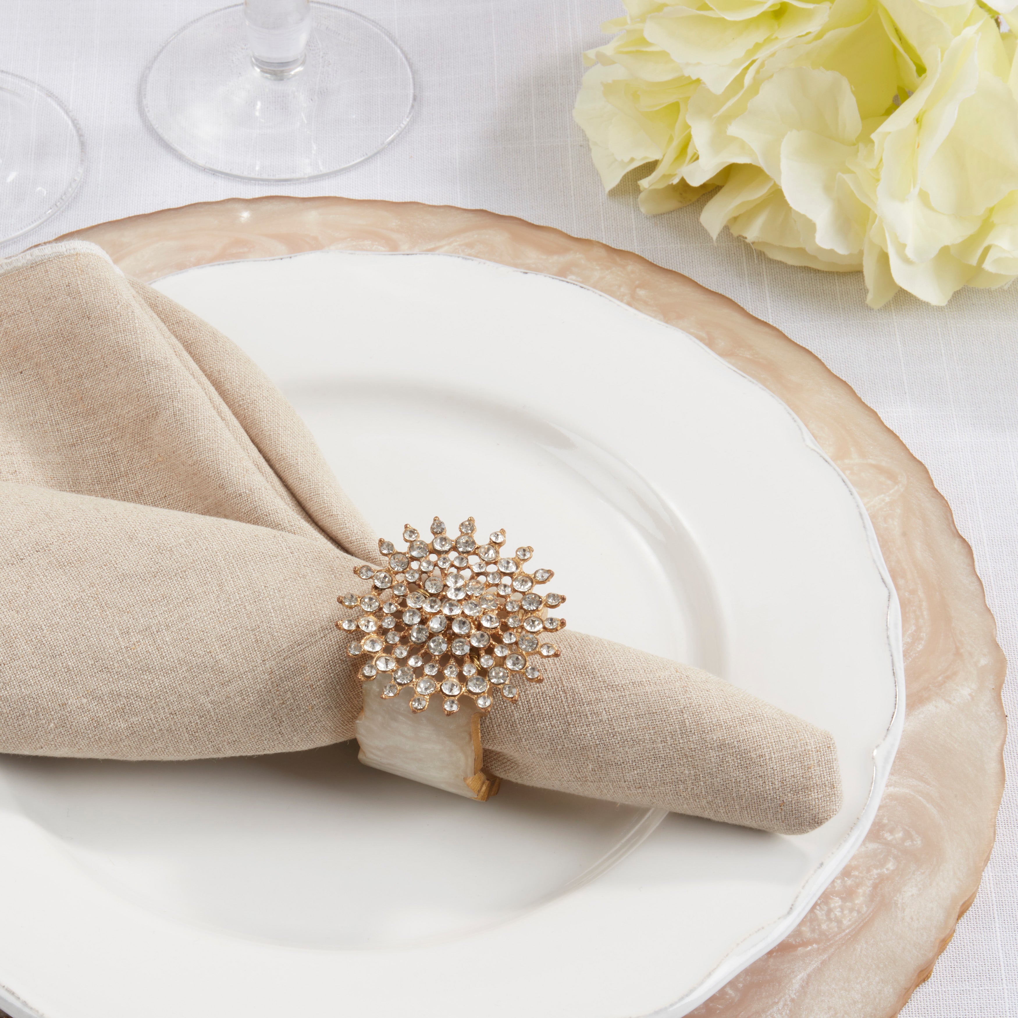 Beaded Elegance Resin Napkin Ring, Set of 4