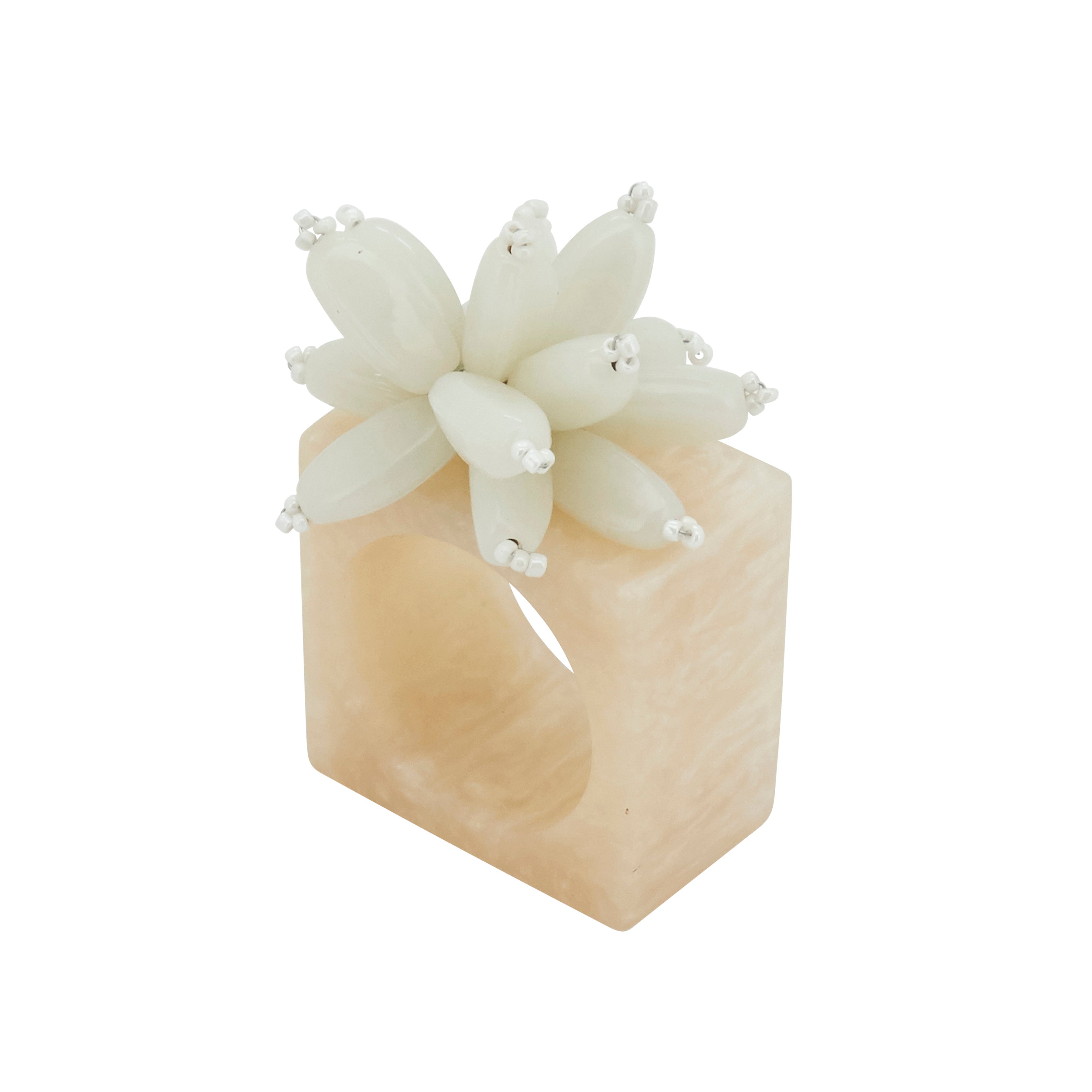 Beaded Enchanted Bloom Resin Napkin Rings, Set of 4