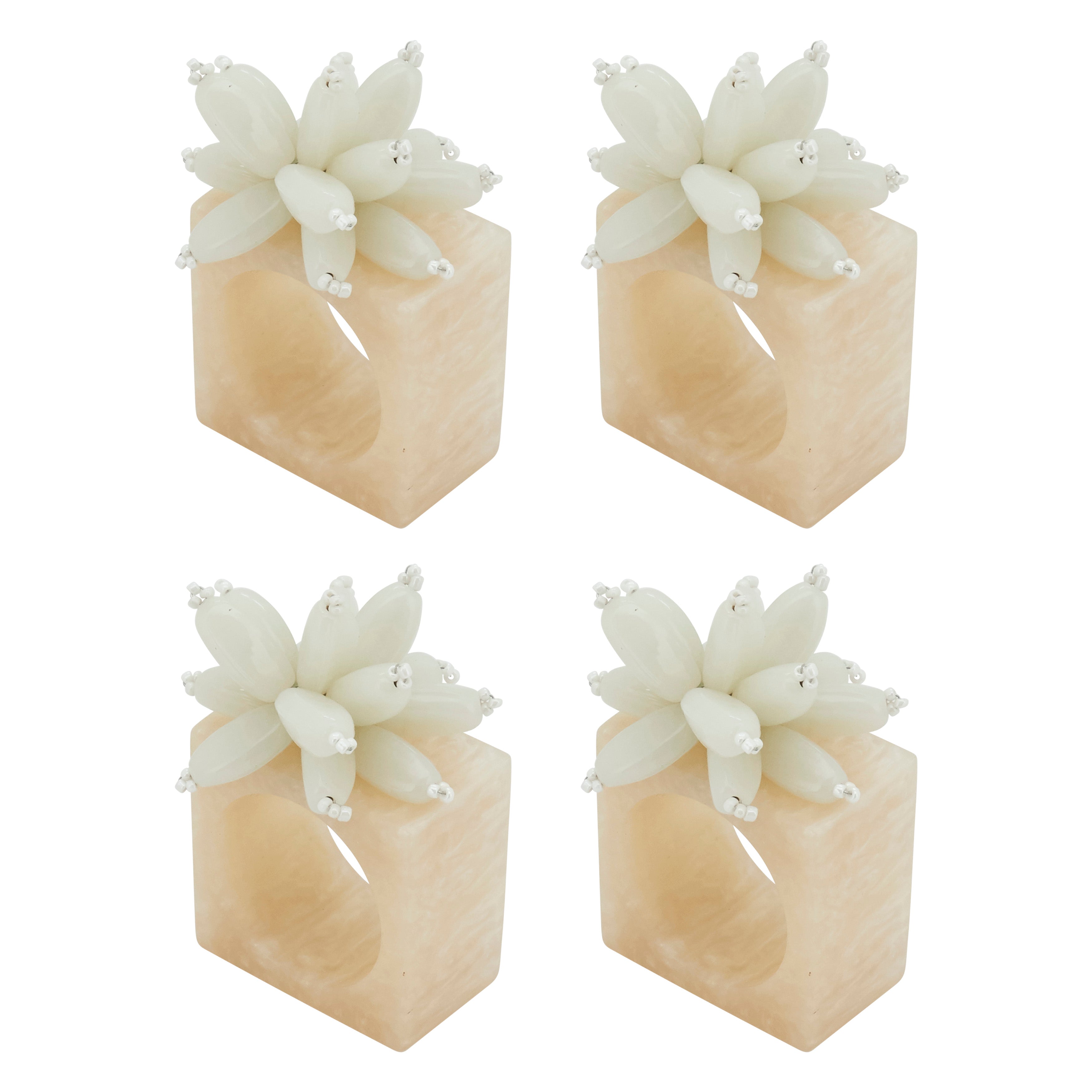 Beaded Enchanted Bloom Resin Napkin Rings, Set of 4