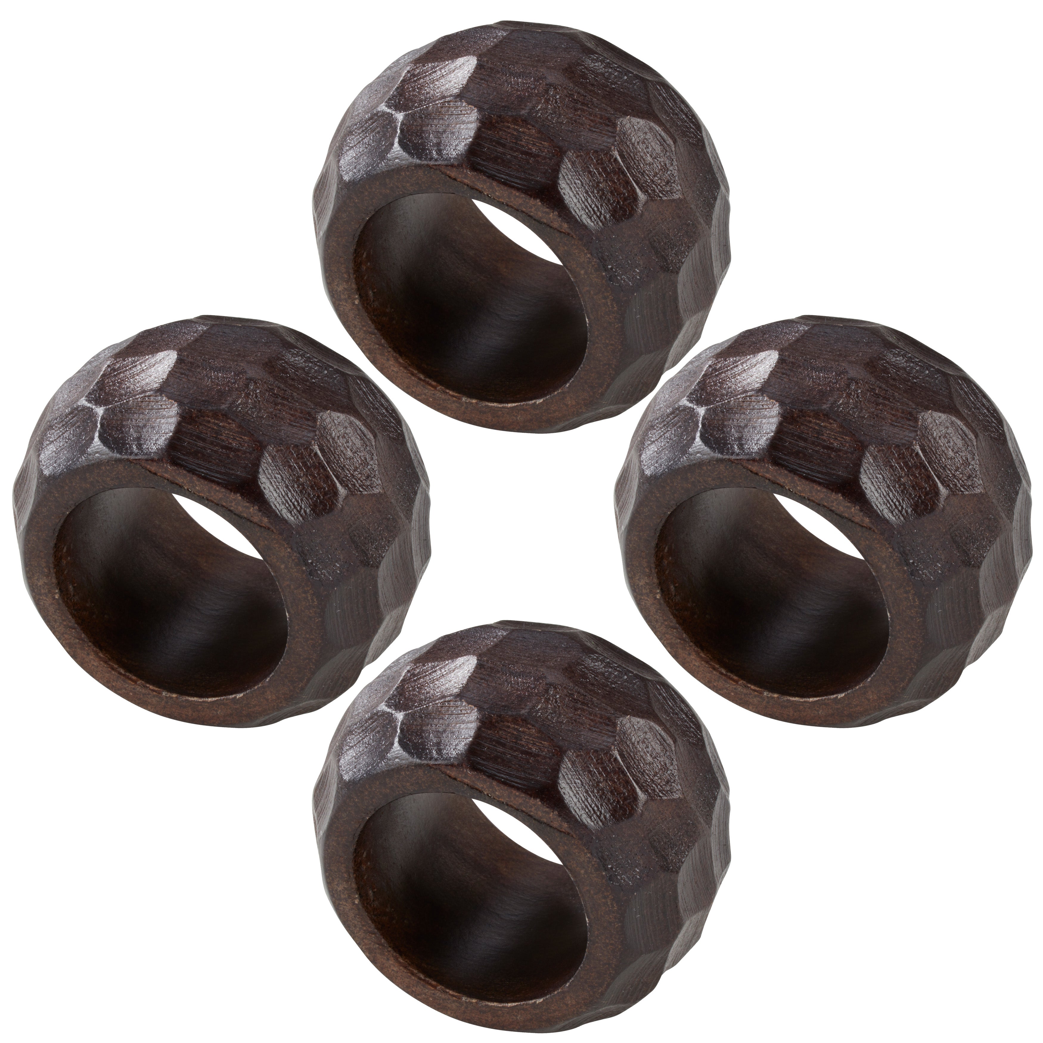 Chunky Wood Napkin Ring, Set of 4