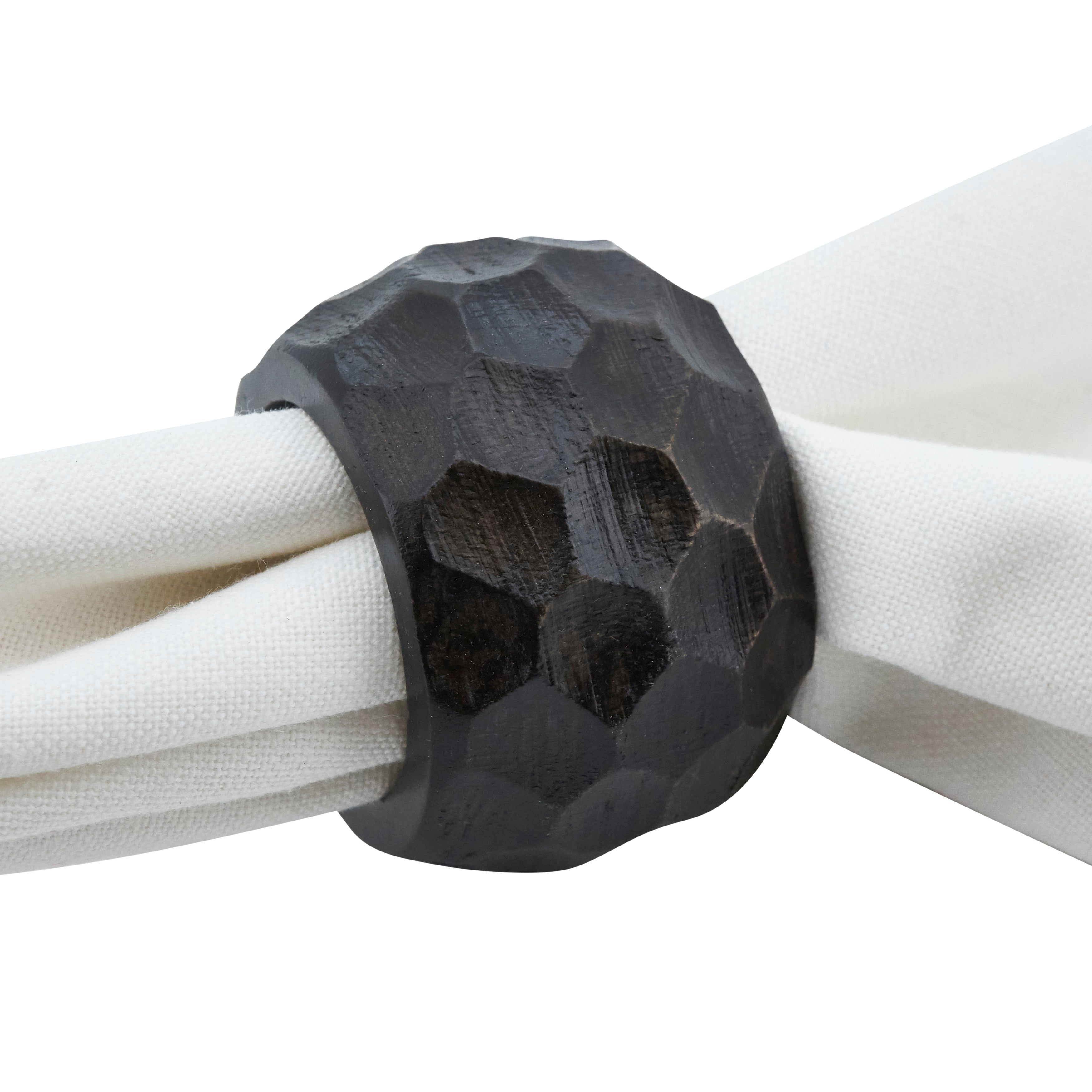 Chunky Wood Napkin Ring, Set of 4