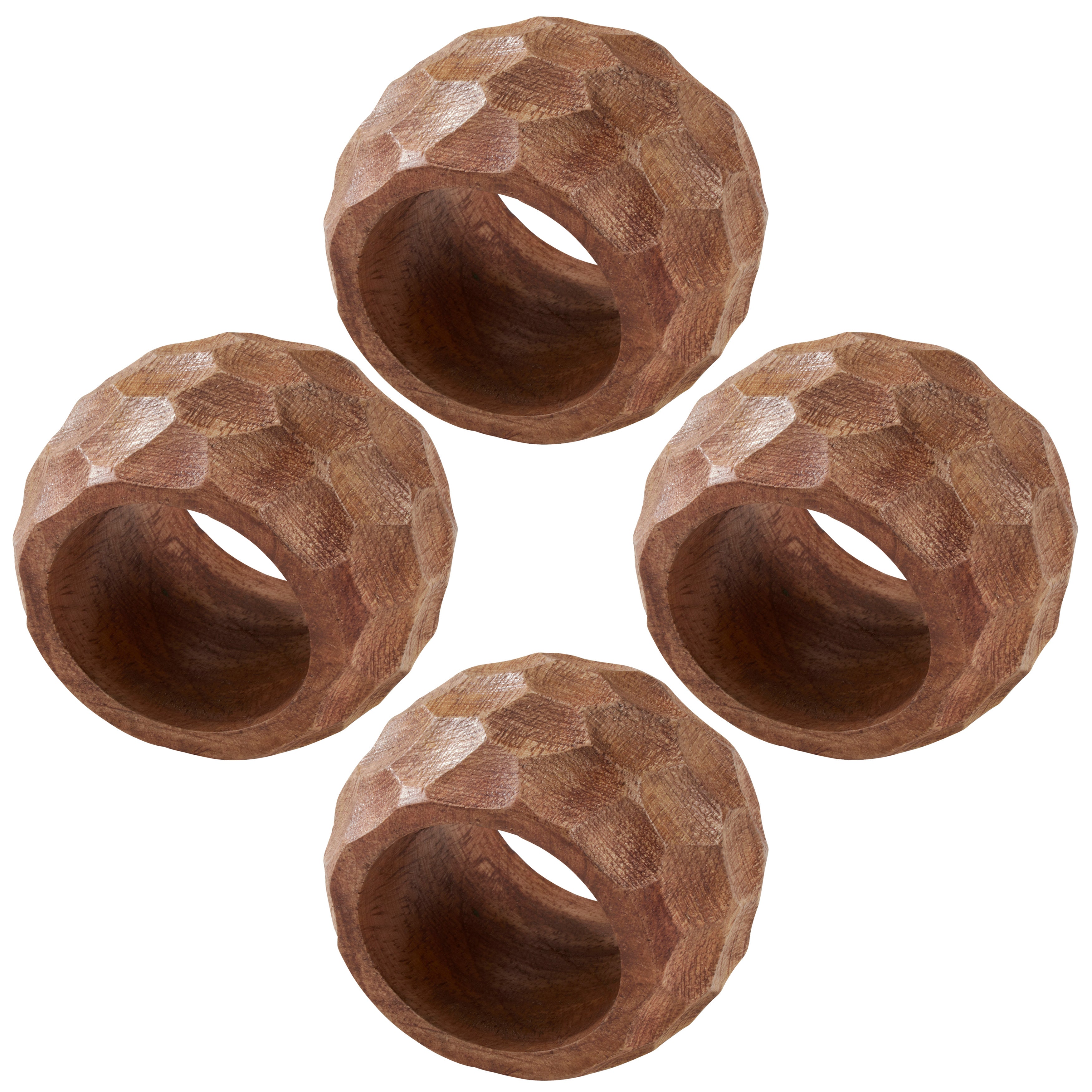 Chunky Wood Napkin Ring, Set of 4