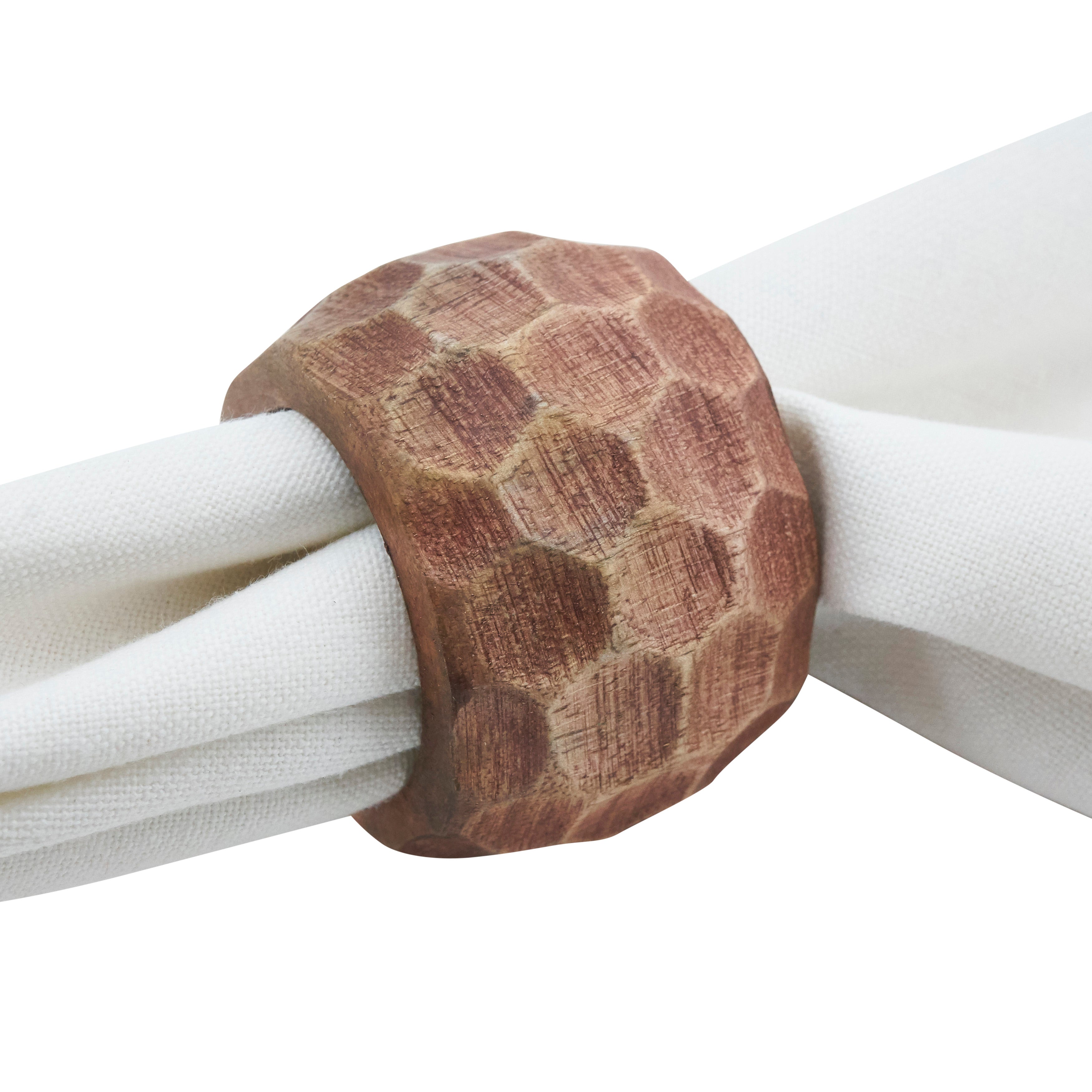 Chunky Wood Napkin Ring, Set of 4