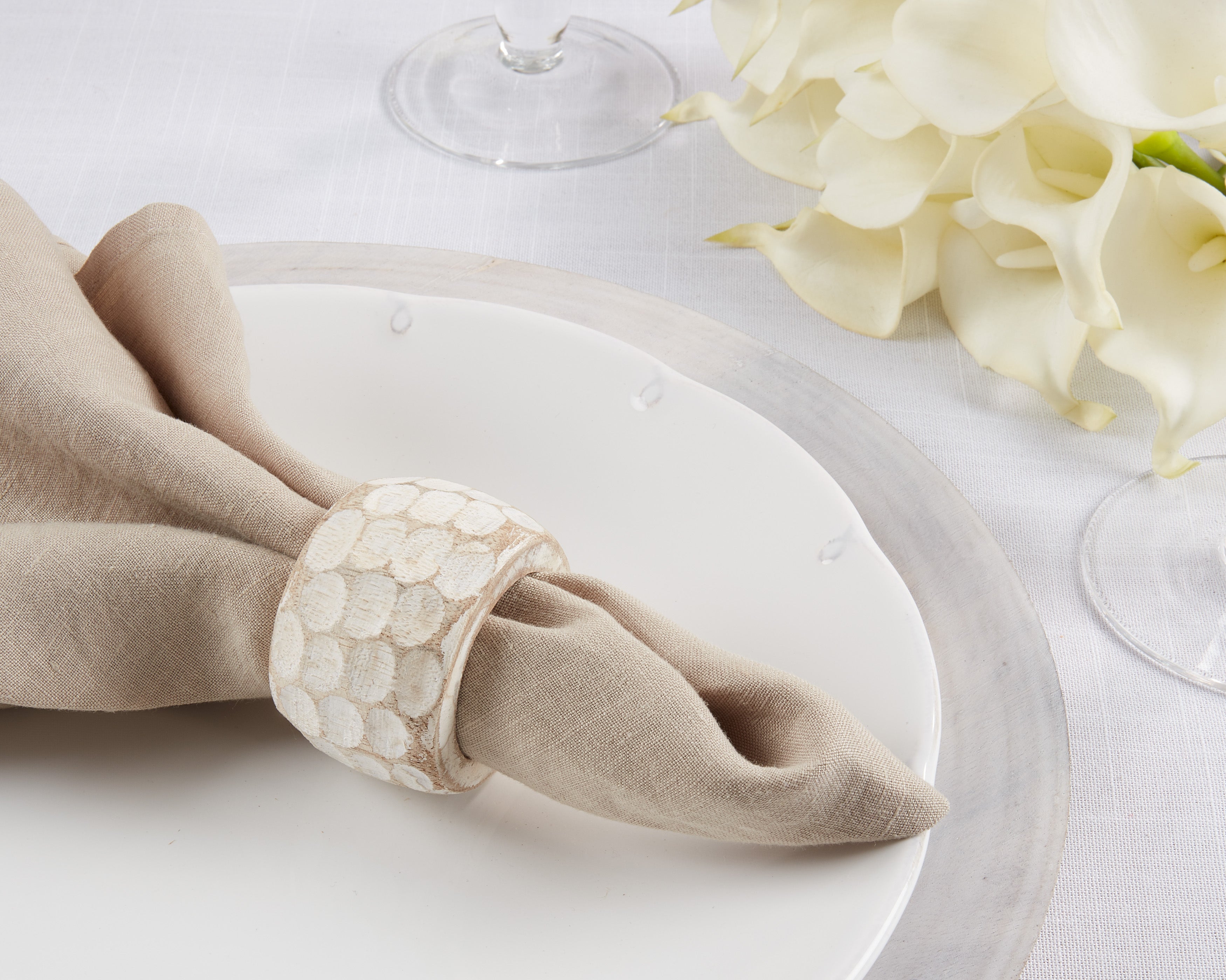 Chunky Wood Napkin Ring, Set of 4