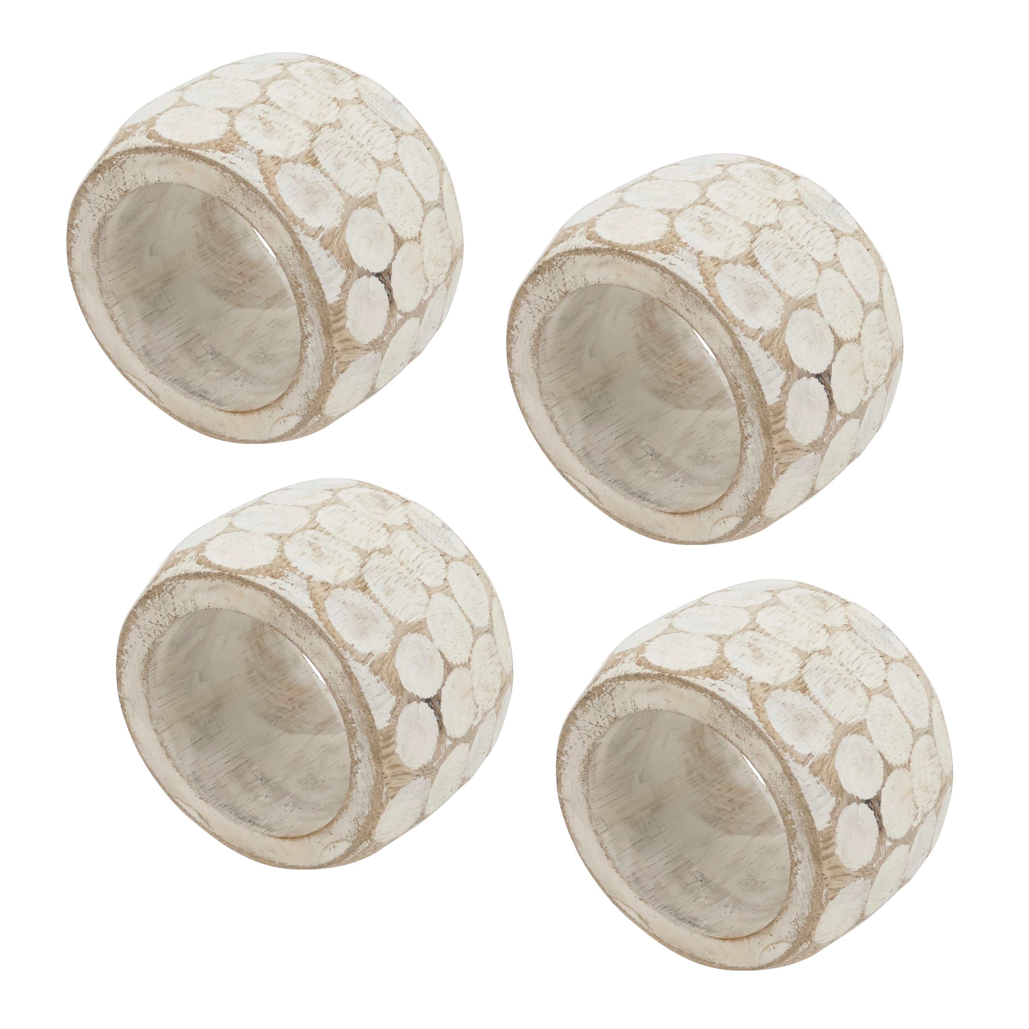 Chunky Wood Napkin Ring, Set of 4