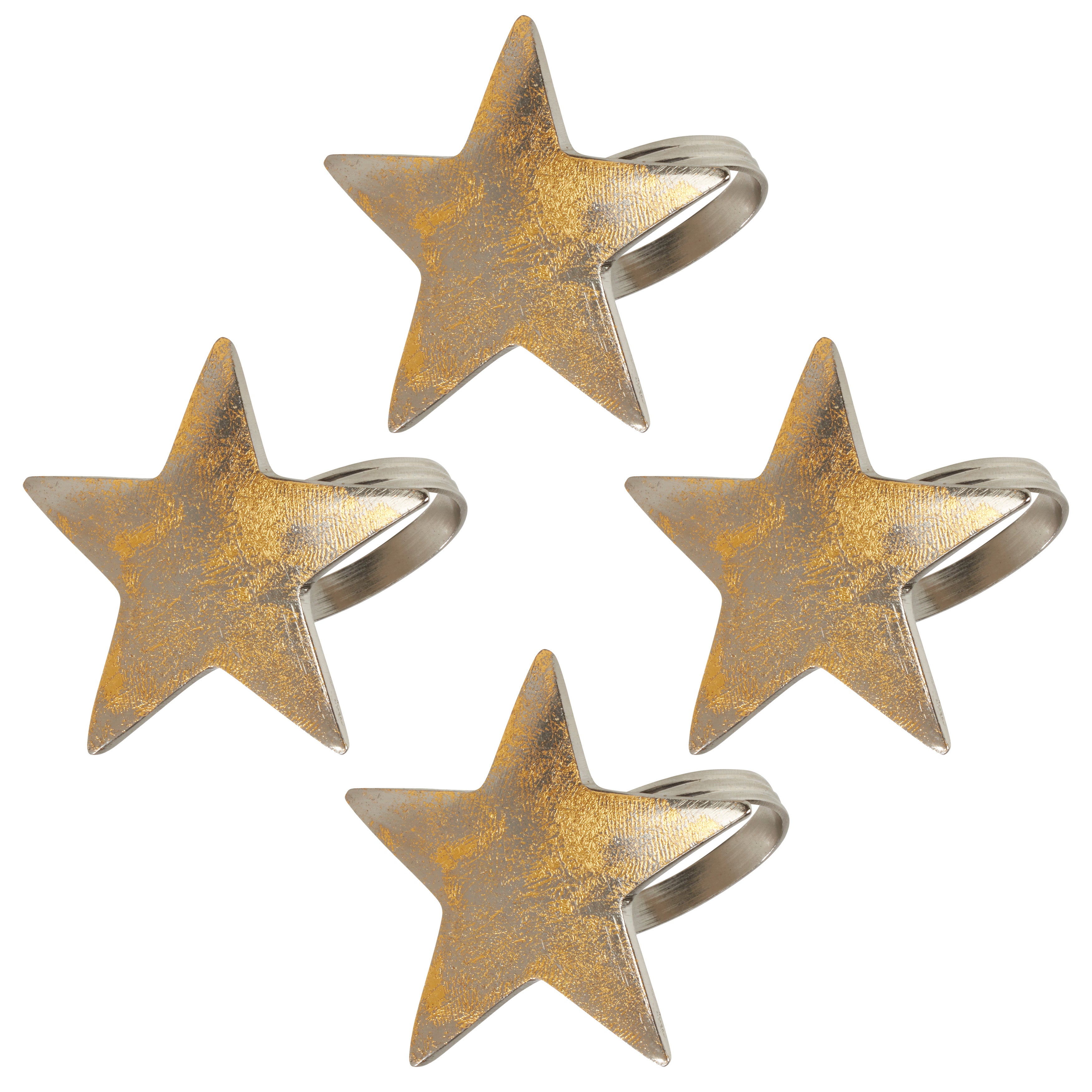 Gold Texture Star Napkin Ring, Set of 4