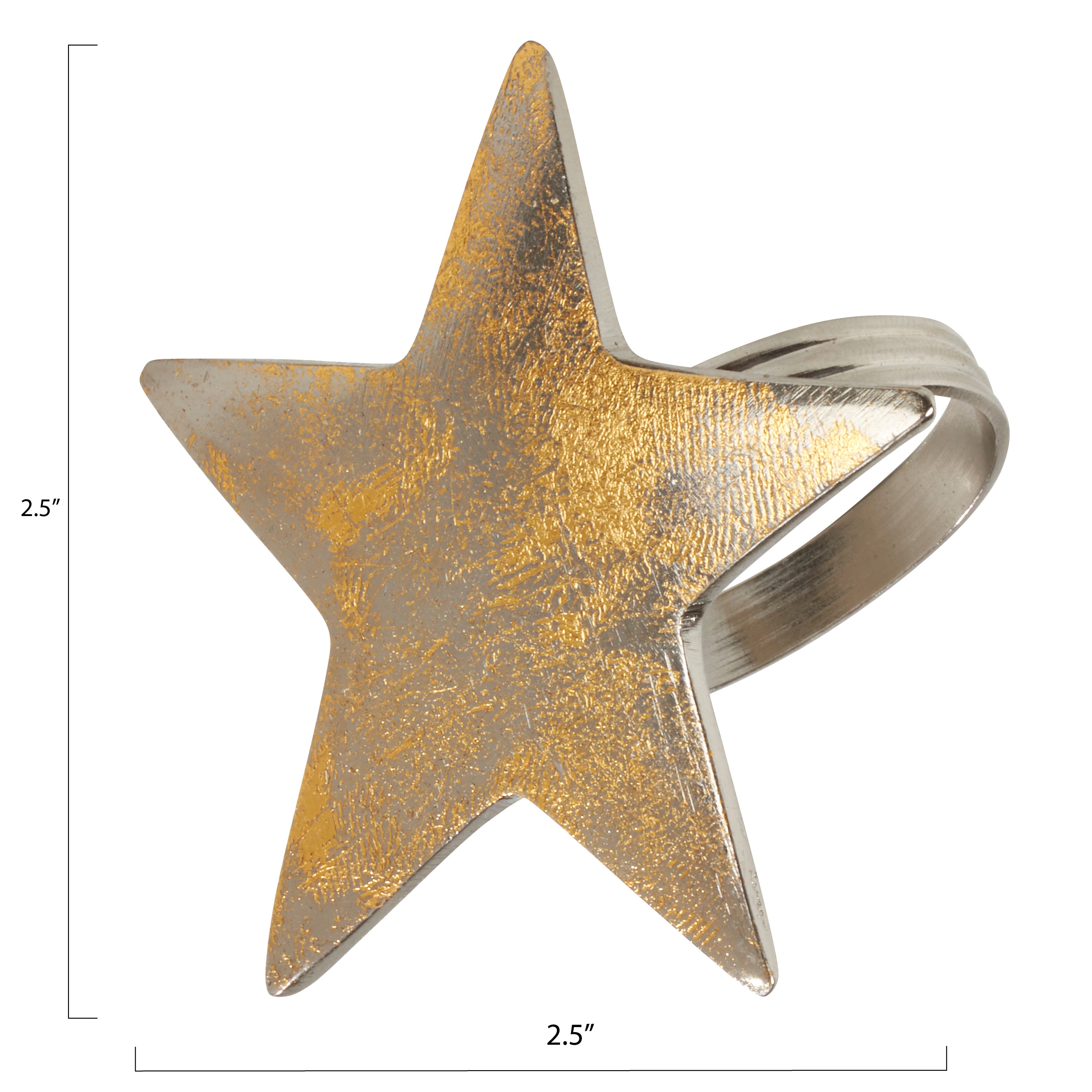 Gold Texture Star Napkin Ring, Set of 4