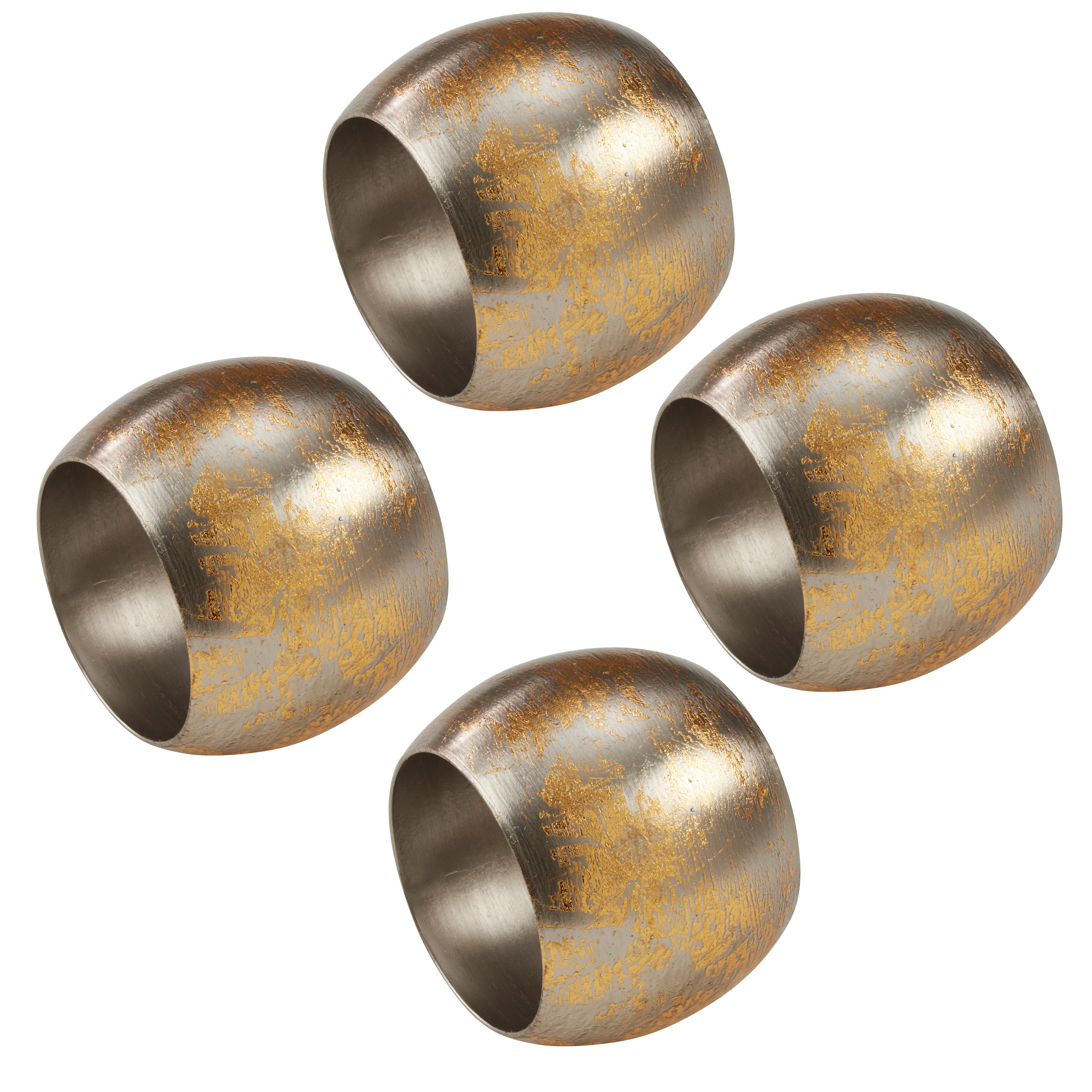 Gold Texture Dinner Napkin Ring, Set of 4