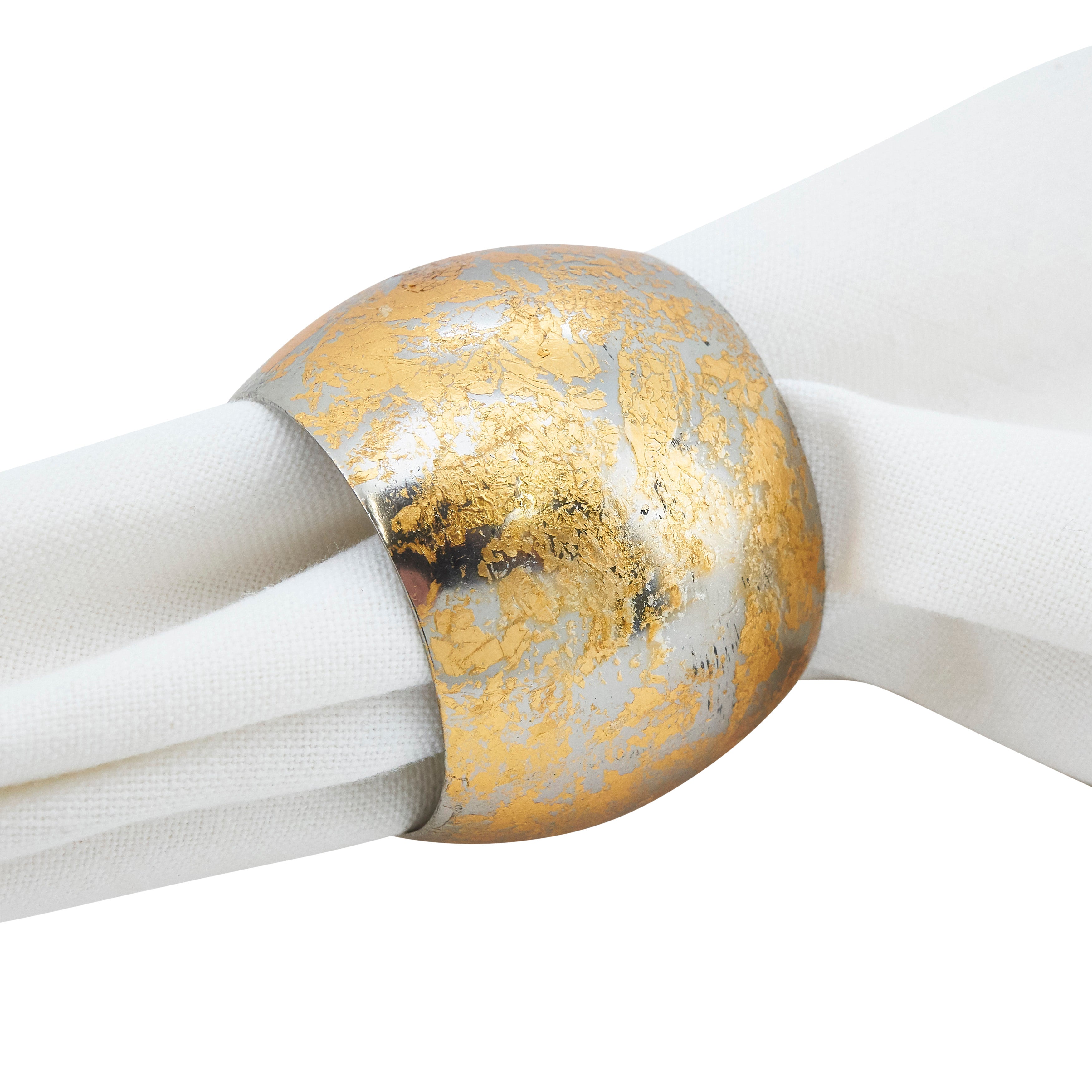 Gold Texture Dinner Napkin Ring, Set of 4