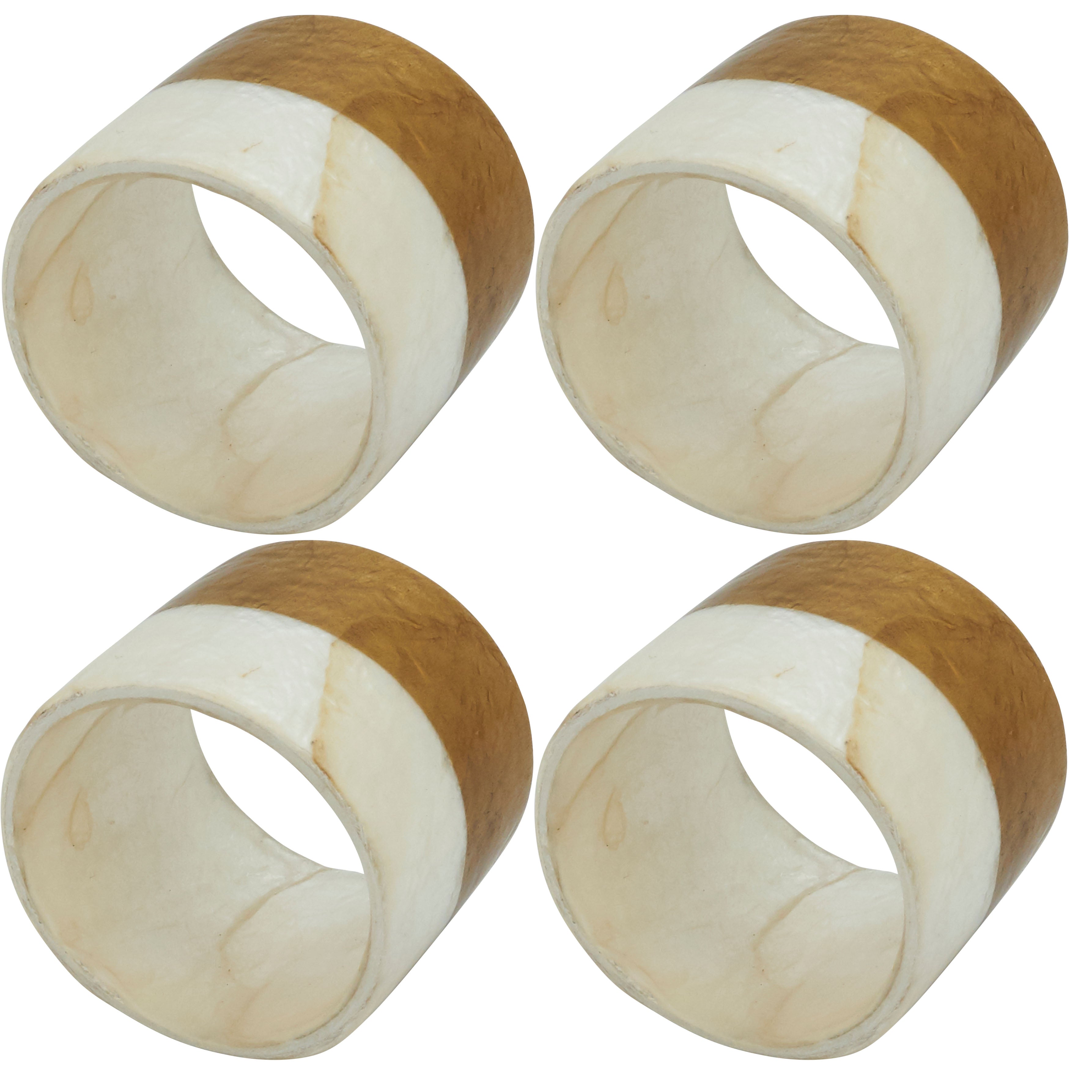 Duo-Tone Capiz Table Napkin Ring, Set of 4