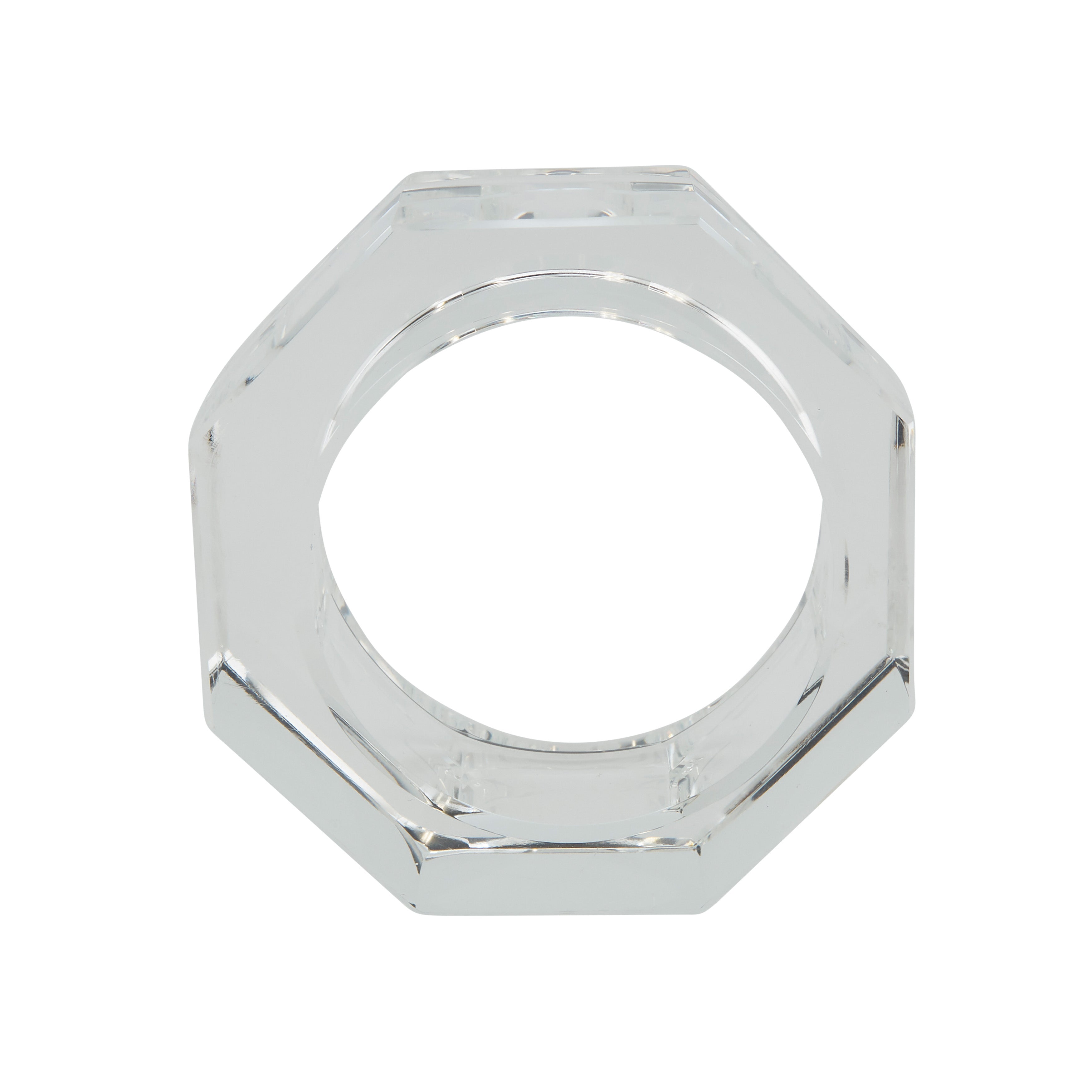 Octagonal Shape Glass Crystal Napkin Ring, Set of 4