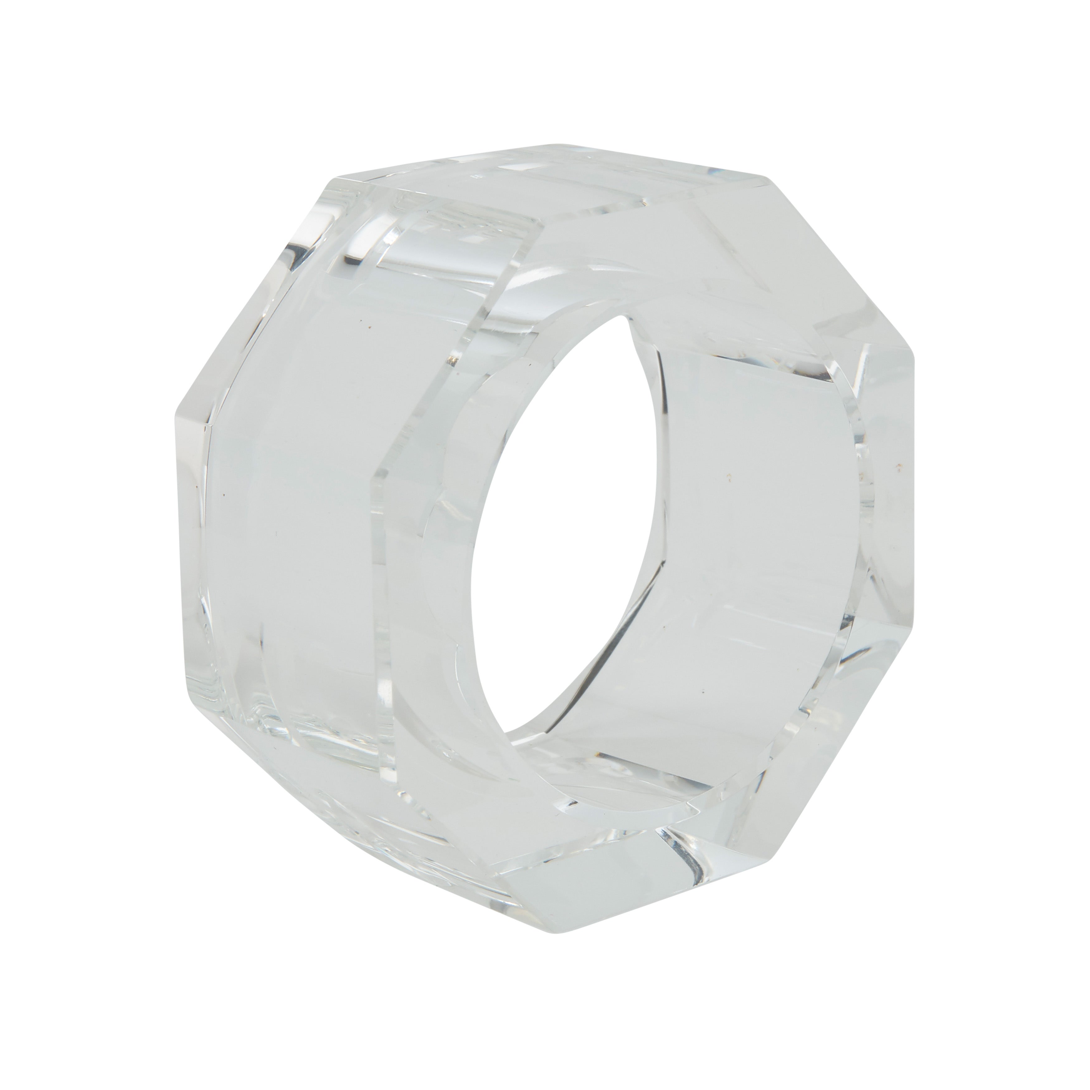 Octagonal Shape Glass Crystal Napkin Ring, Set of 4