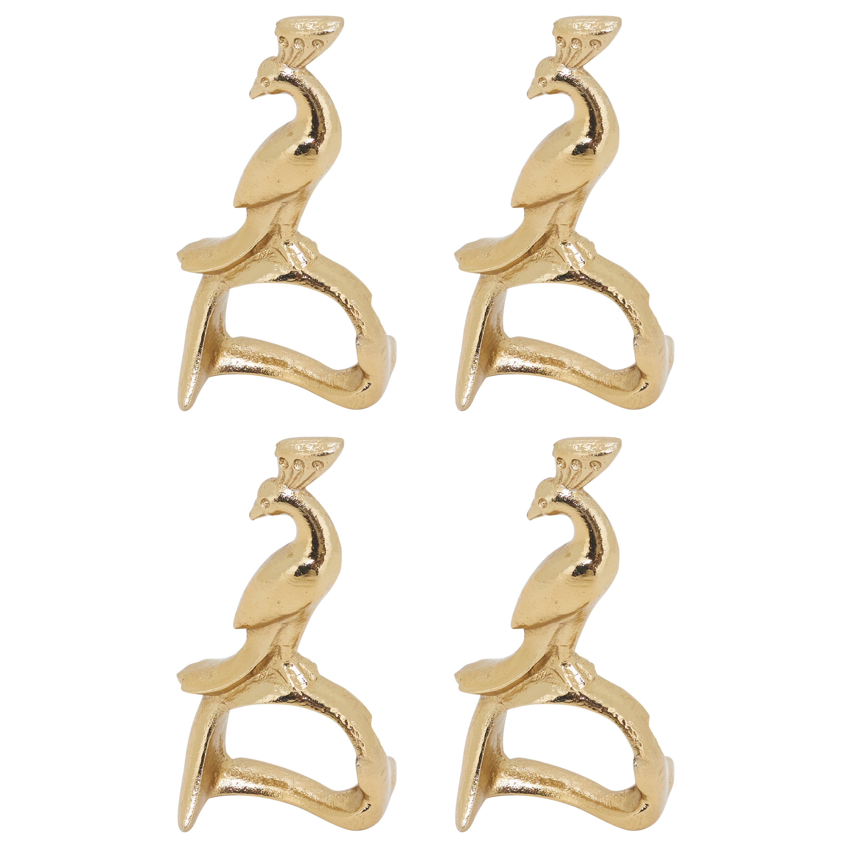 Gilded Peacock Napkin Ring, Set of 4