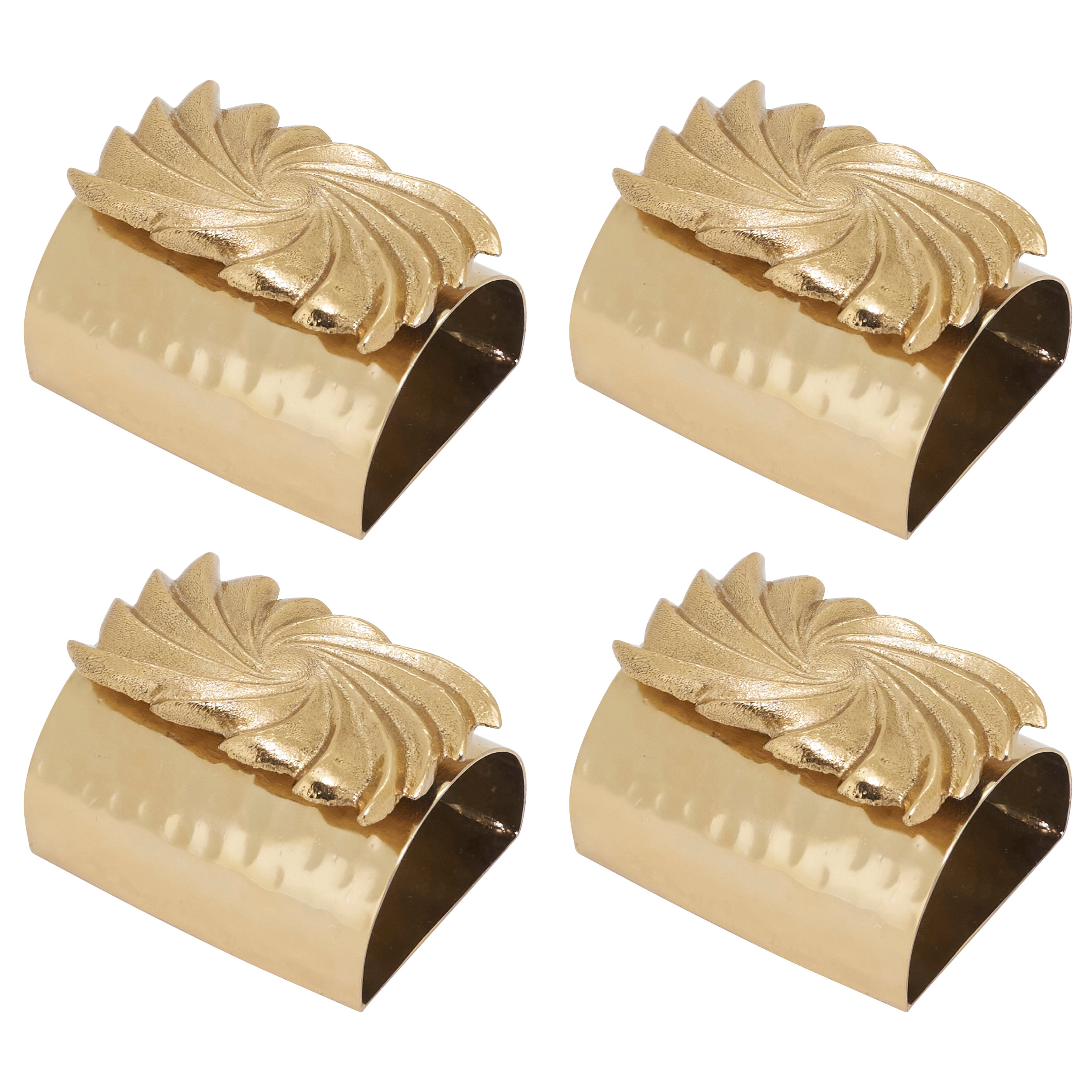 Spun Shine Hammered Napkin Ring, Set of 4