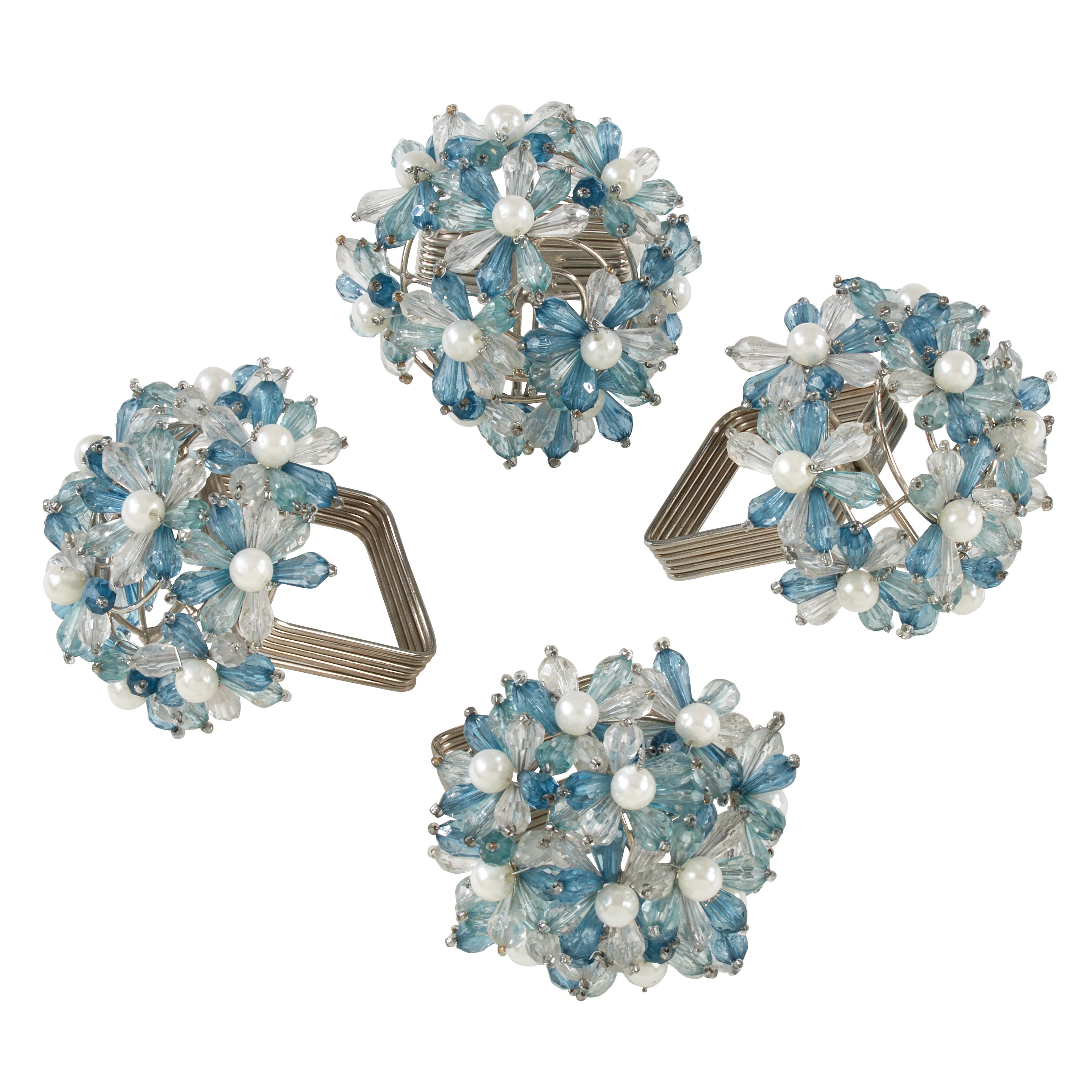 Beaded Floral Napkin Ring, Set of 4
