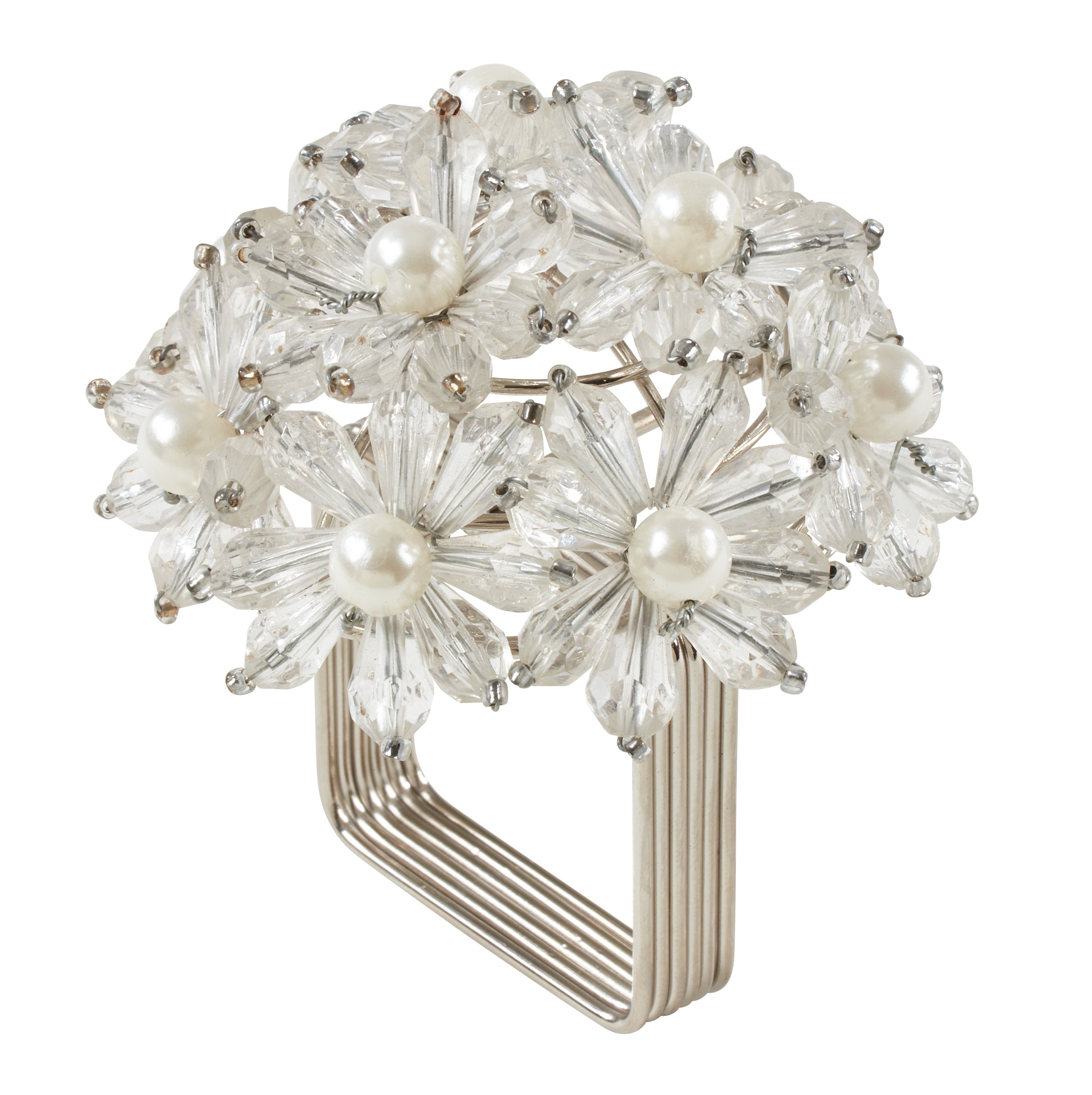 Beaded Floral Napkin Ring, Set of 4