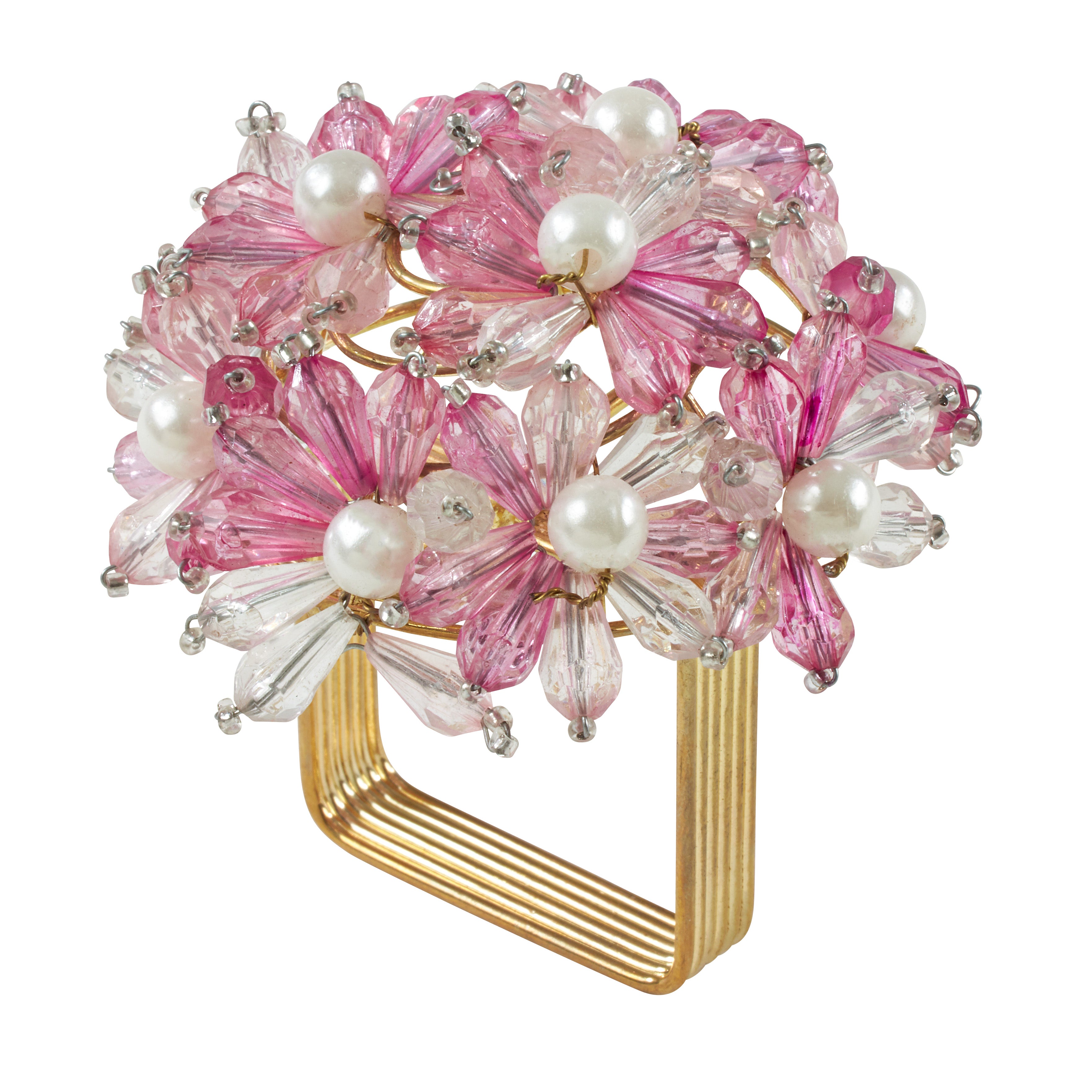 Beaded Floral Napkin Ring, Set of 4