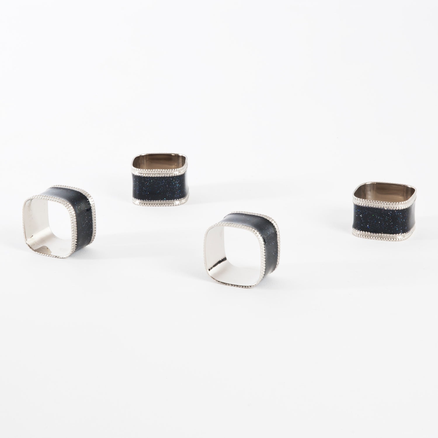 Sparkling Square Design Napkin Ring, Set of 4