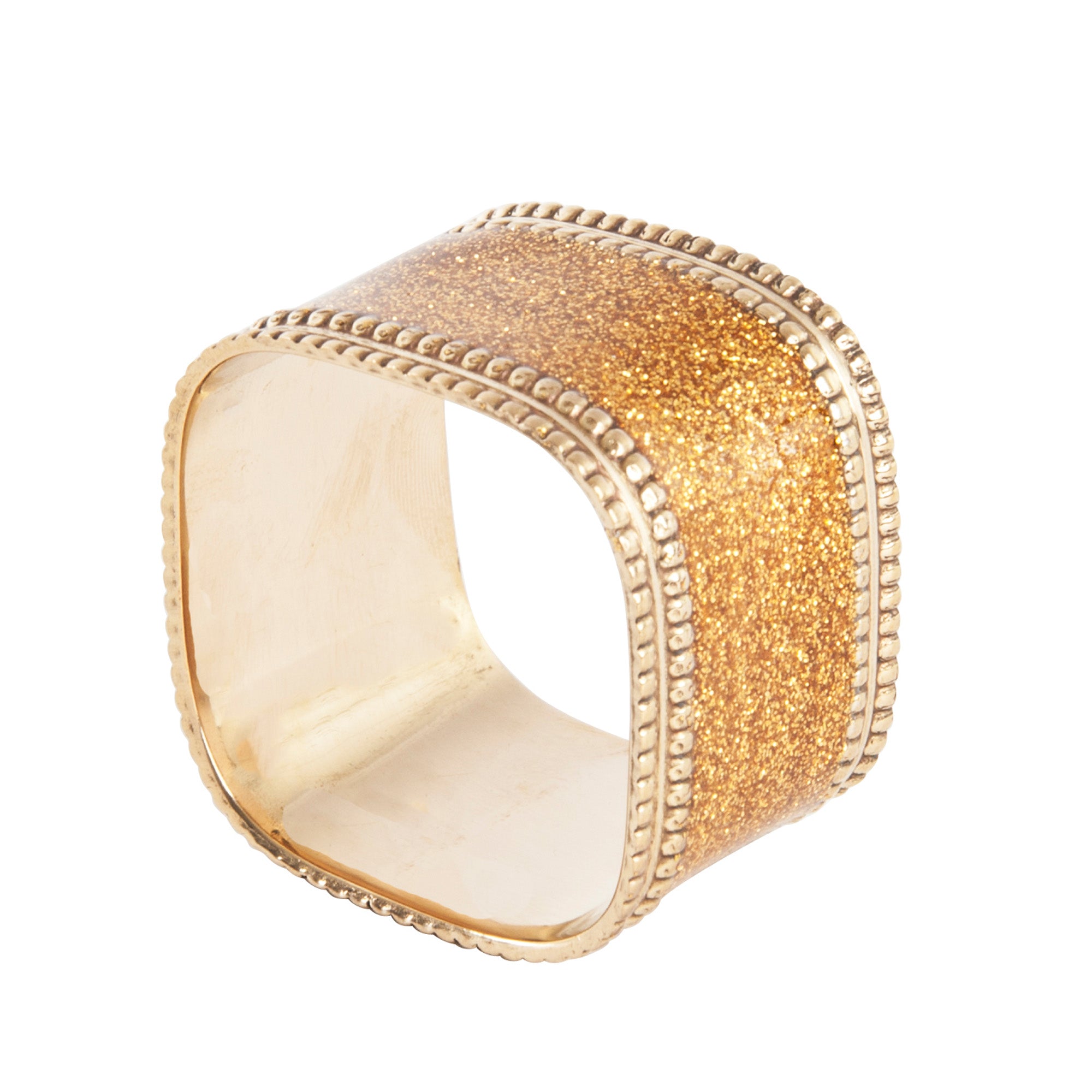 Sparkling Square Design Napkin Ring, Set of 4