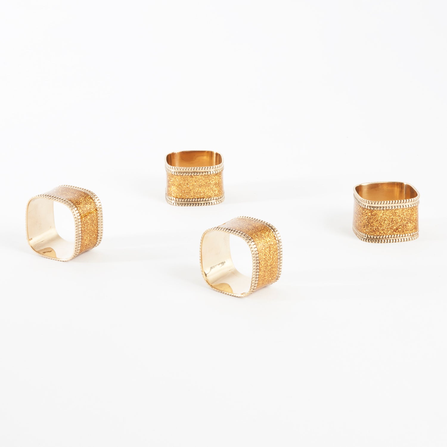 Sparkling Square Design Napkin Ring, Set of 4