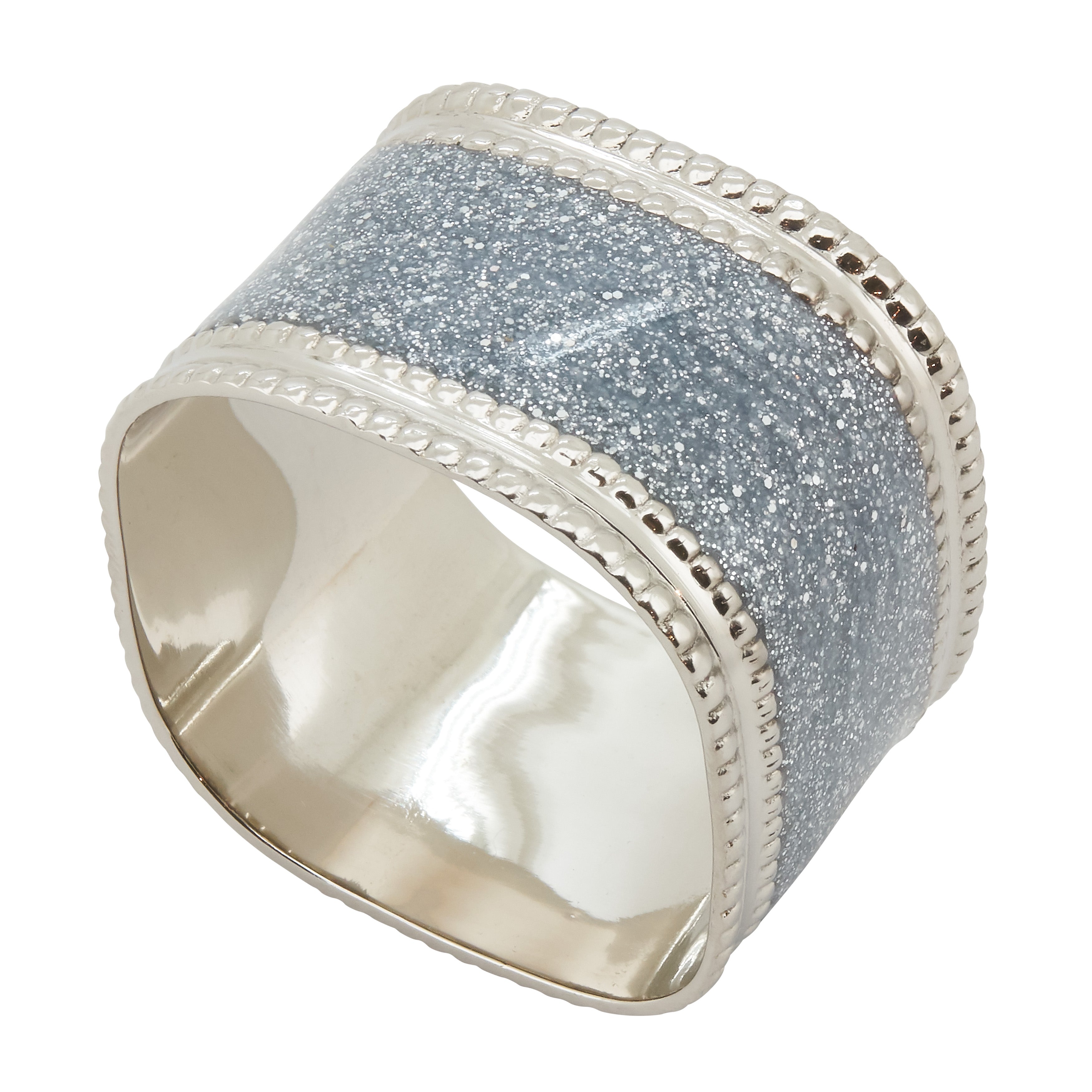 Sparkling Square Design Napkin Ring, Set of 4