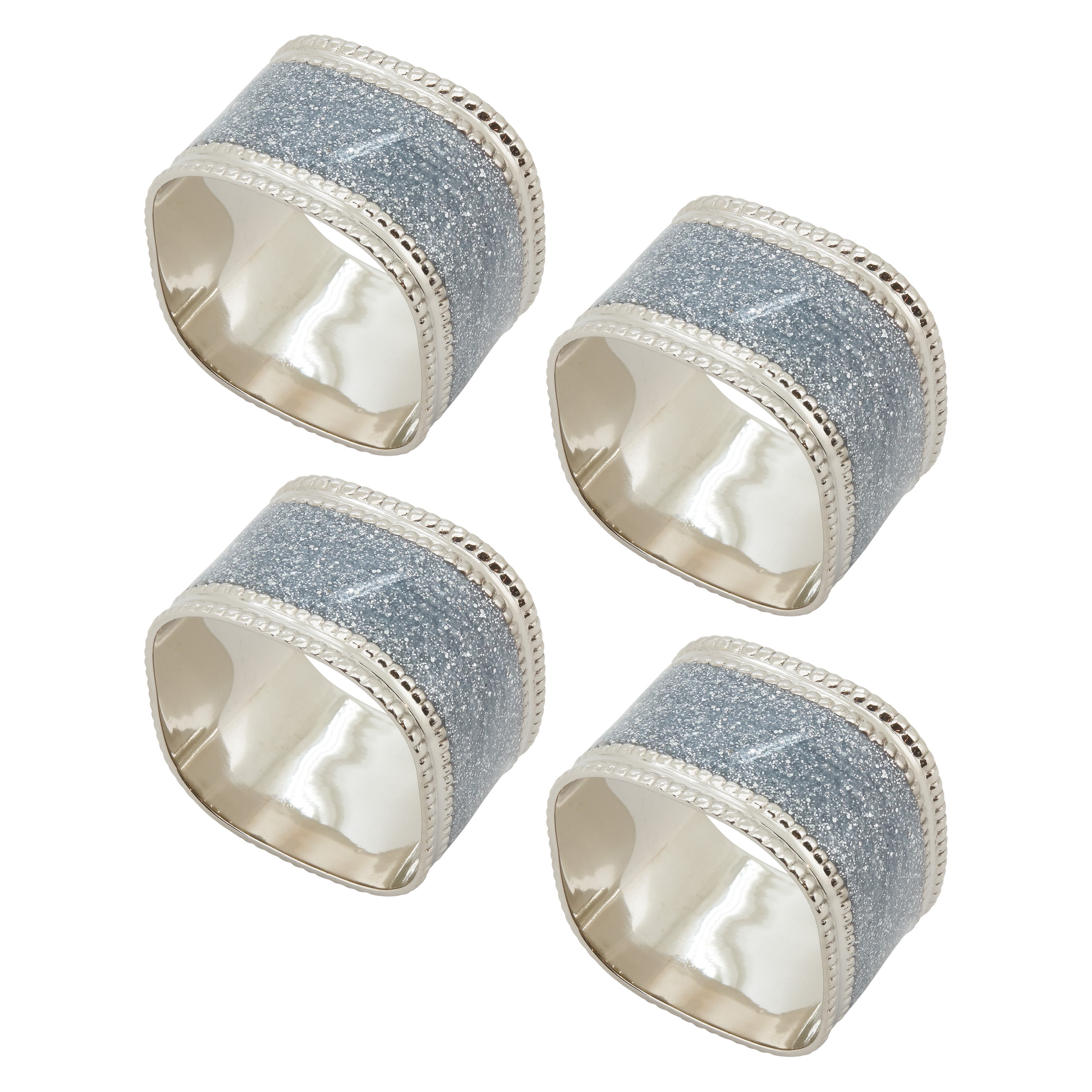 Sparkling Square Design Napkin Ring, Set of 4