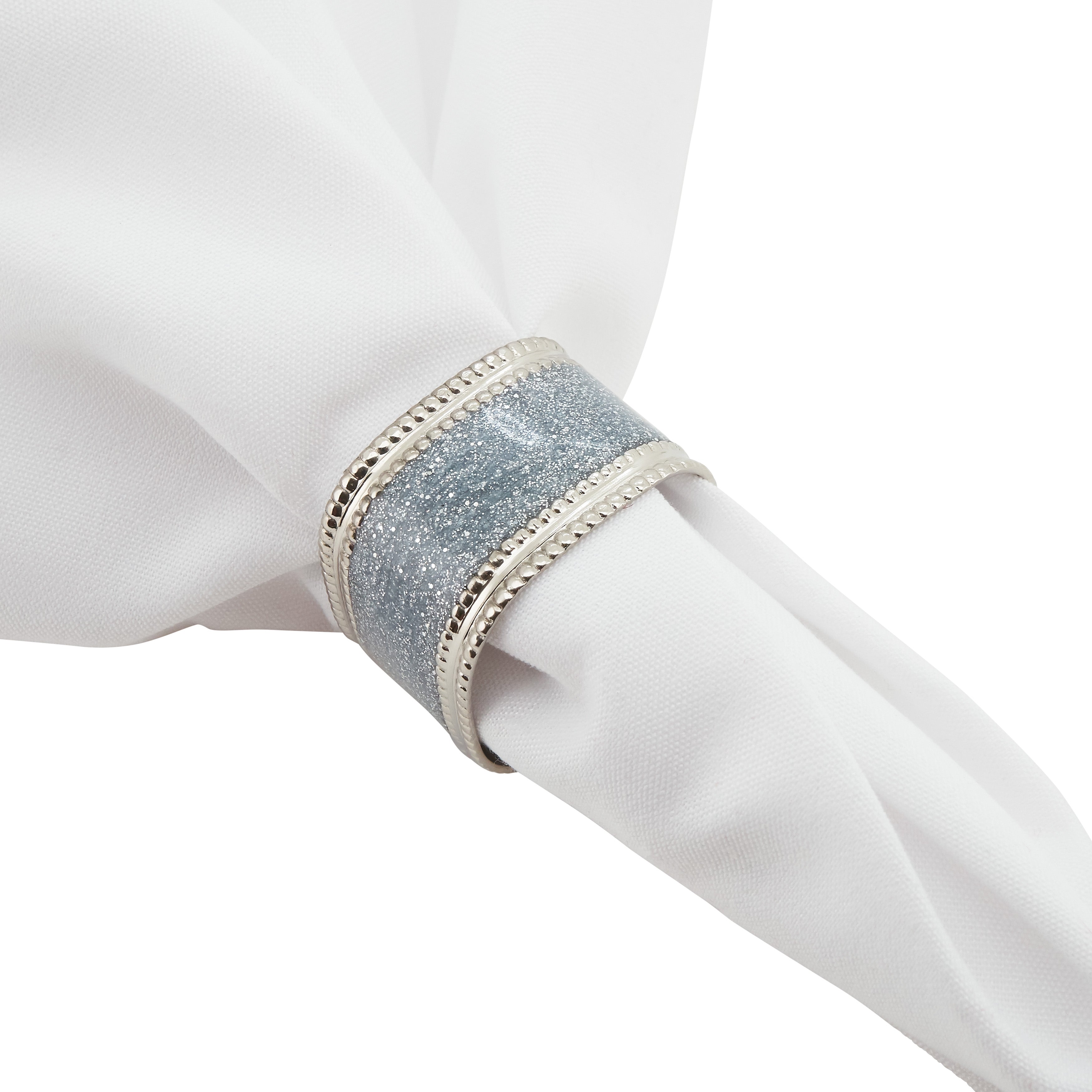Sparkling Square Design Napkin Ring, Set of 4