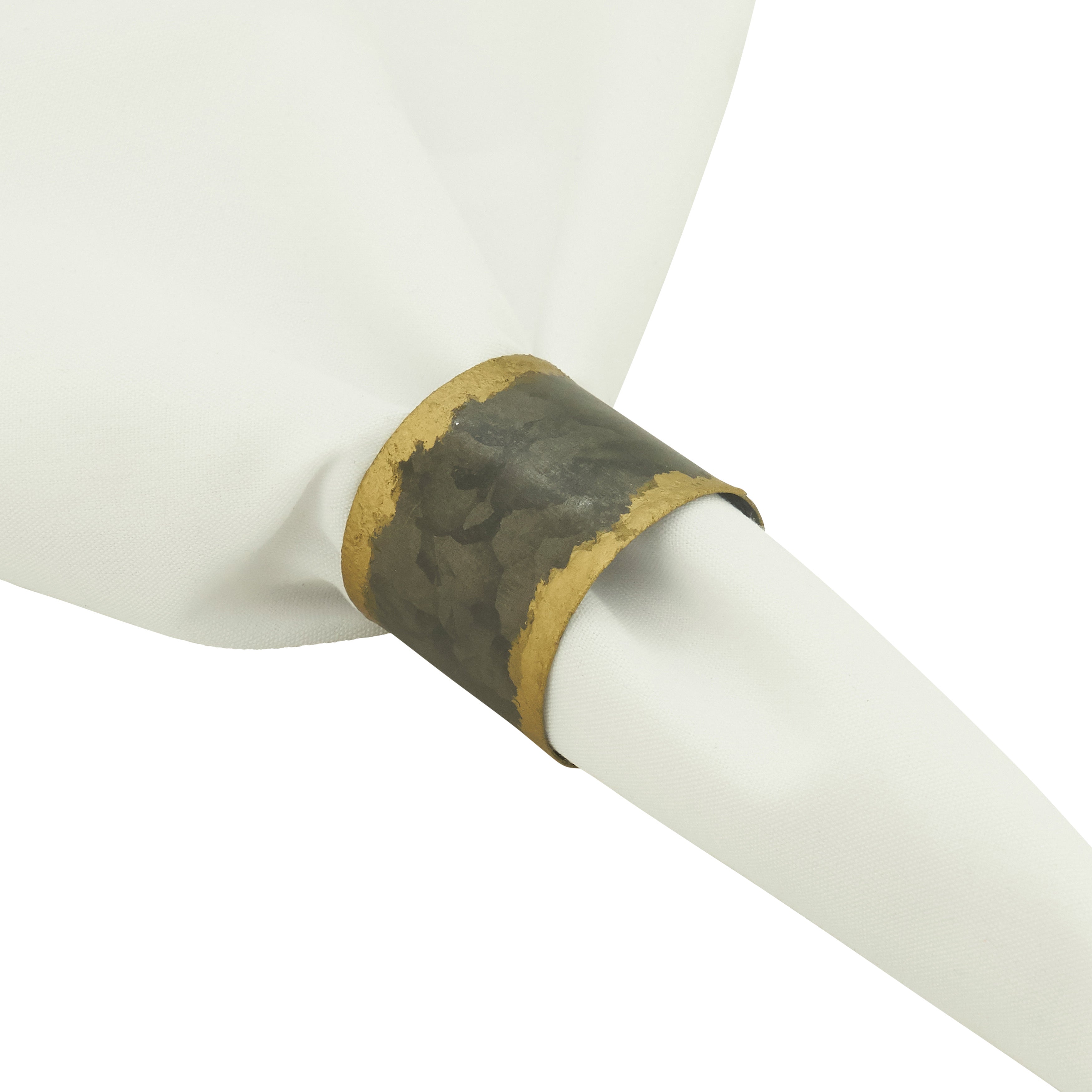 Gold Rim Galvanized Napkin Ring, Set of 4