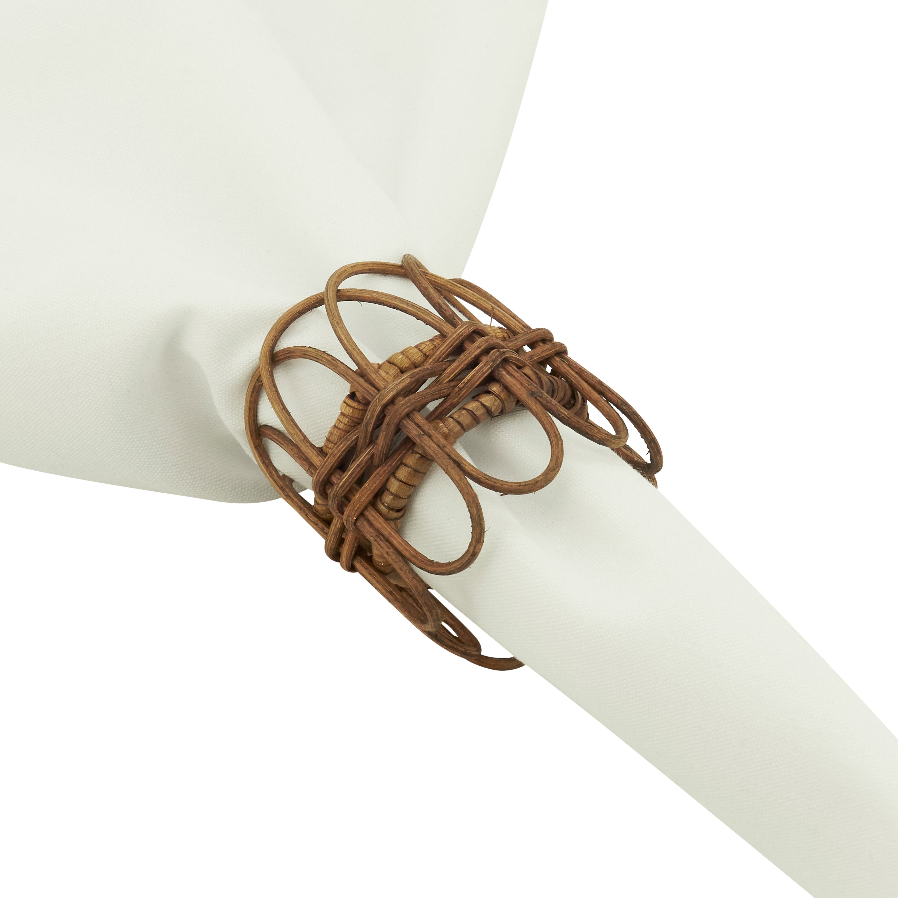 Twisted Rattan Napkin Ring, Set of 4